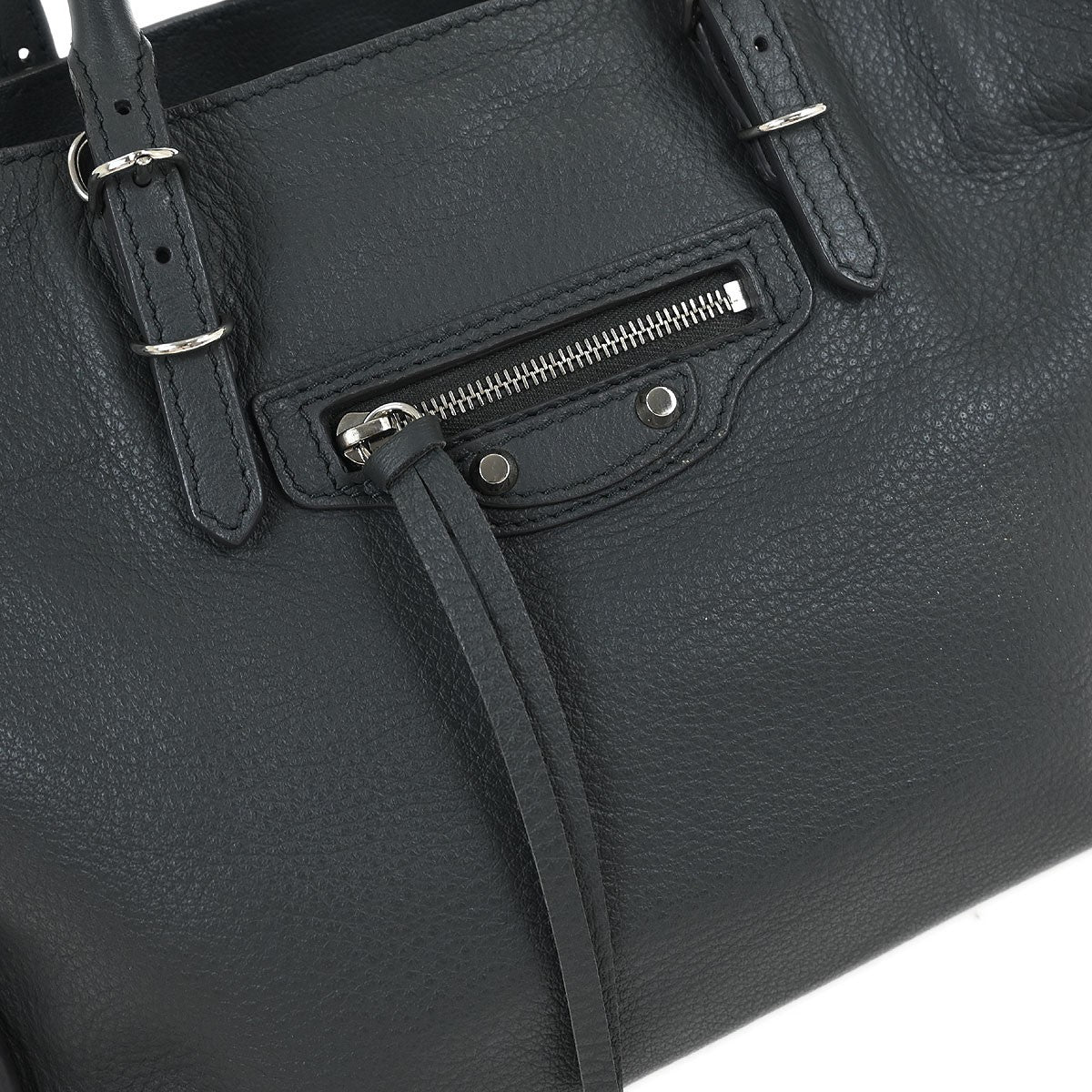 Balenciaga Papier A4 Zip Around Classic Studs Leather Gray Leather Tote Bag Bag (Pre-Owned)