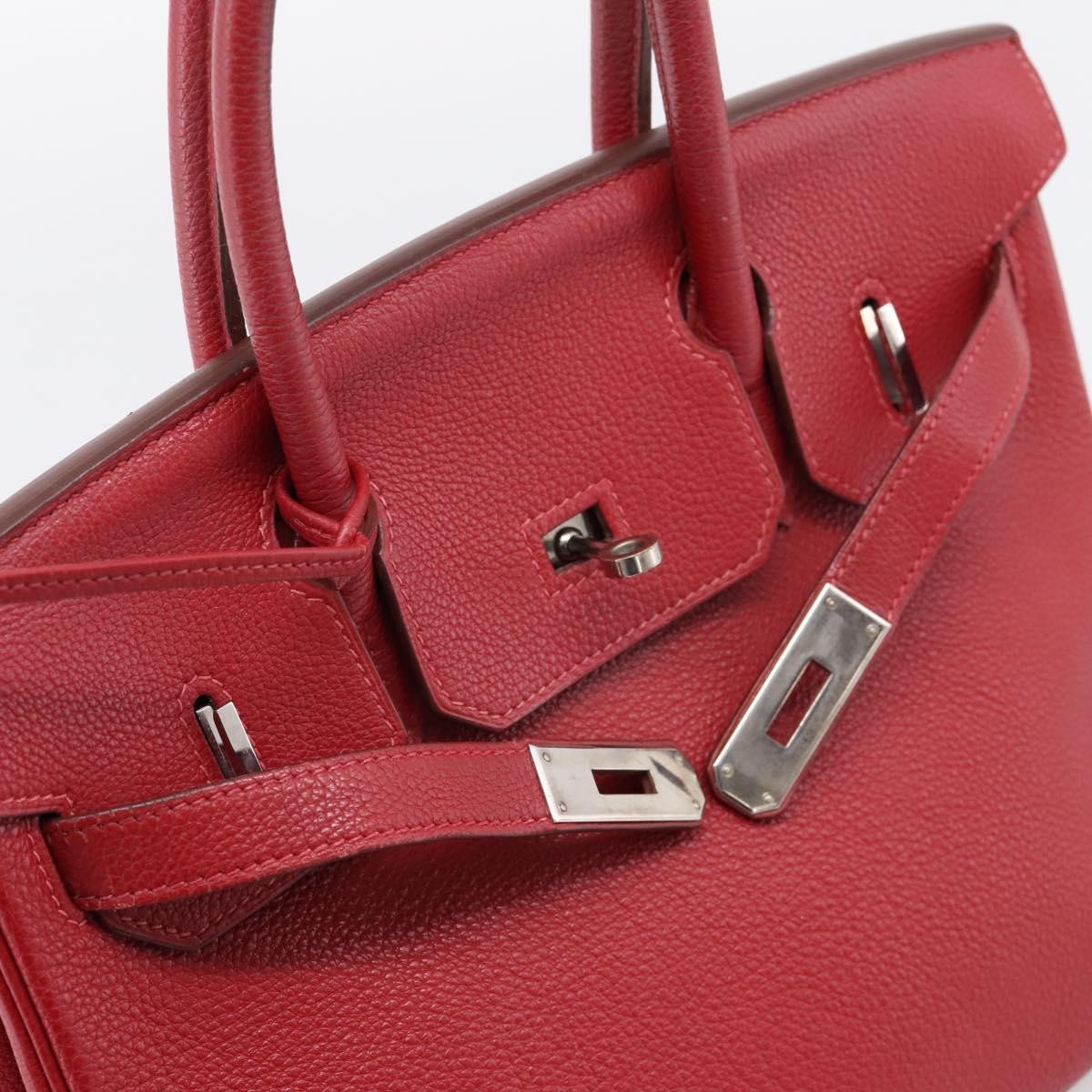 Hermes Birkin Red Togo With Palladium Hardware Red Leather Handbag (Pre-Owned)