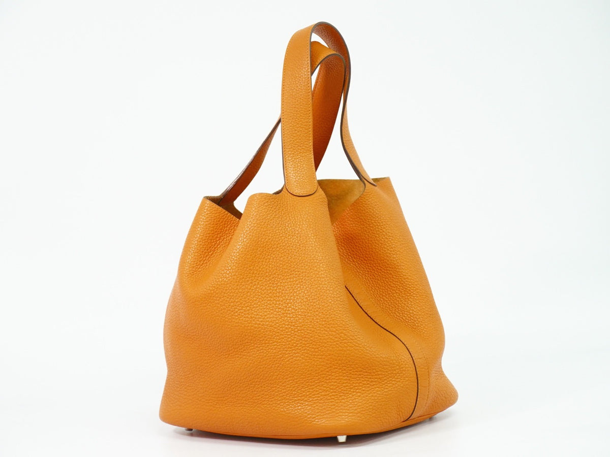 Hermes Picotin Lock Togo Orange Leather Handbag (Pre-Owned)