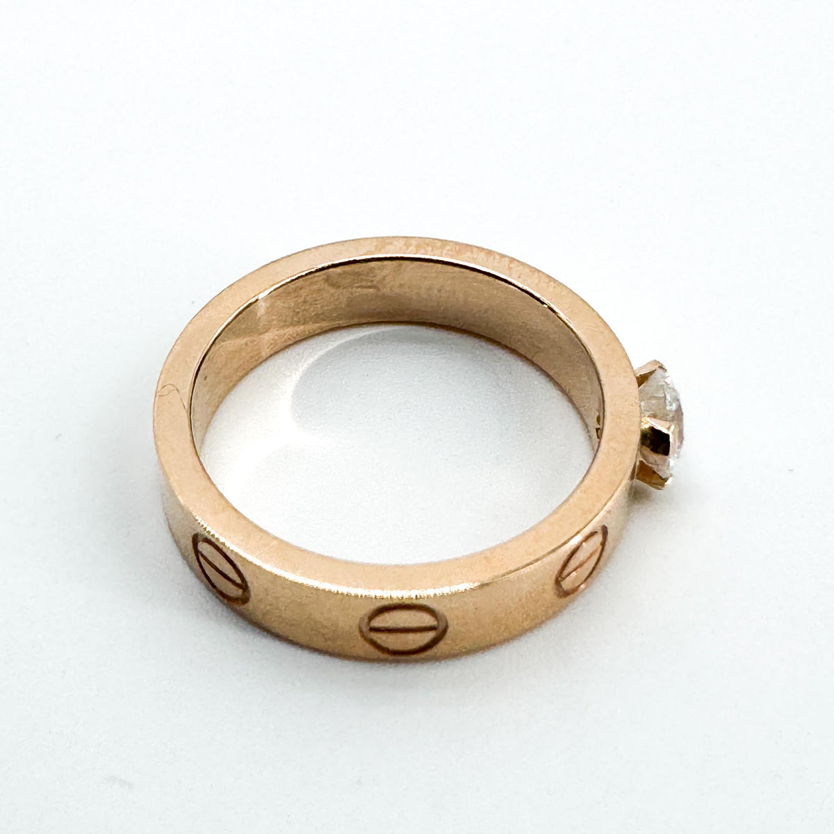 Cartier Love Solitaire 18K Rose Gold And Diamond Gold Rose_Gold Ring Jewelry (Pre-Owned)