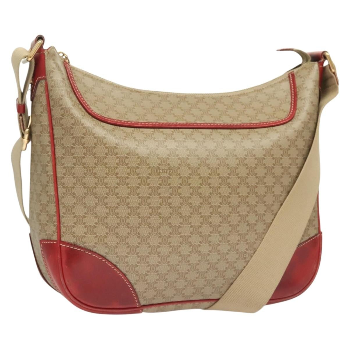 Celine Vintage Macadam Canvas And Leather Beige Canvas Bag (Pre-Owned)