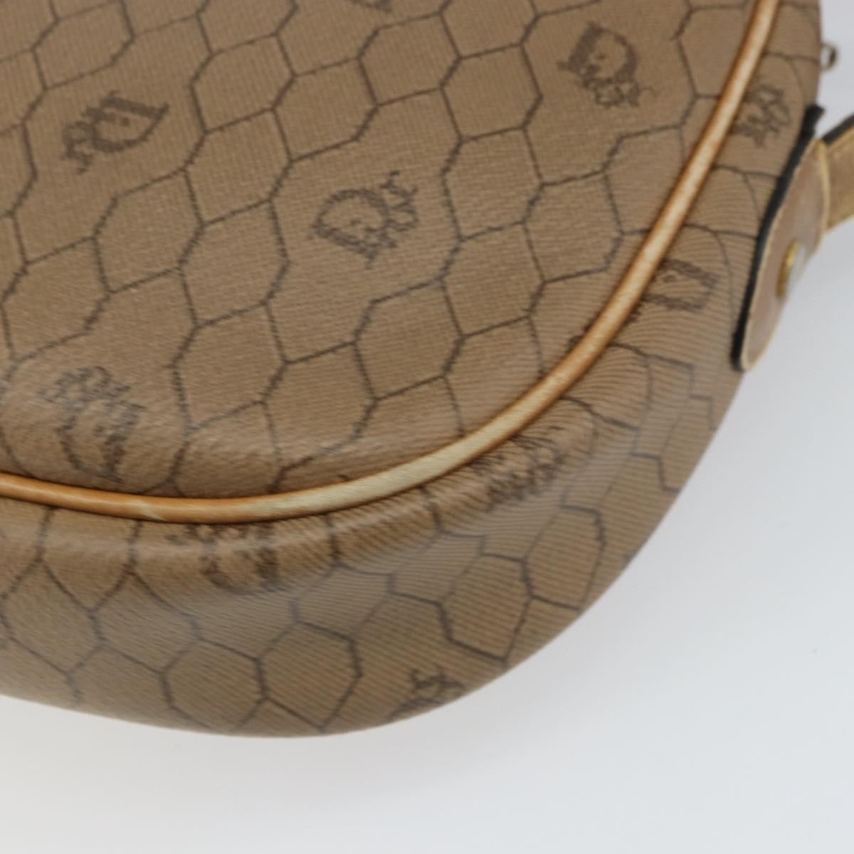 Christian Dior Vintage Honeycomb Canvas And Leather Beige Canvas Shoulder Bag Bag (Pre-Owned)