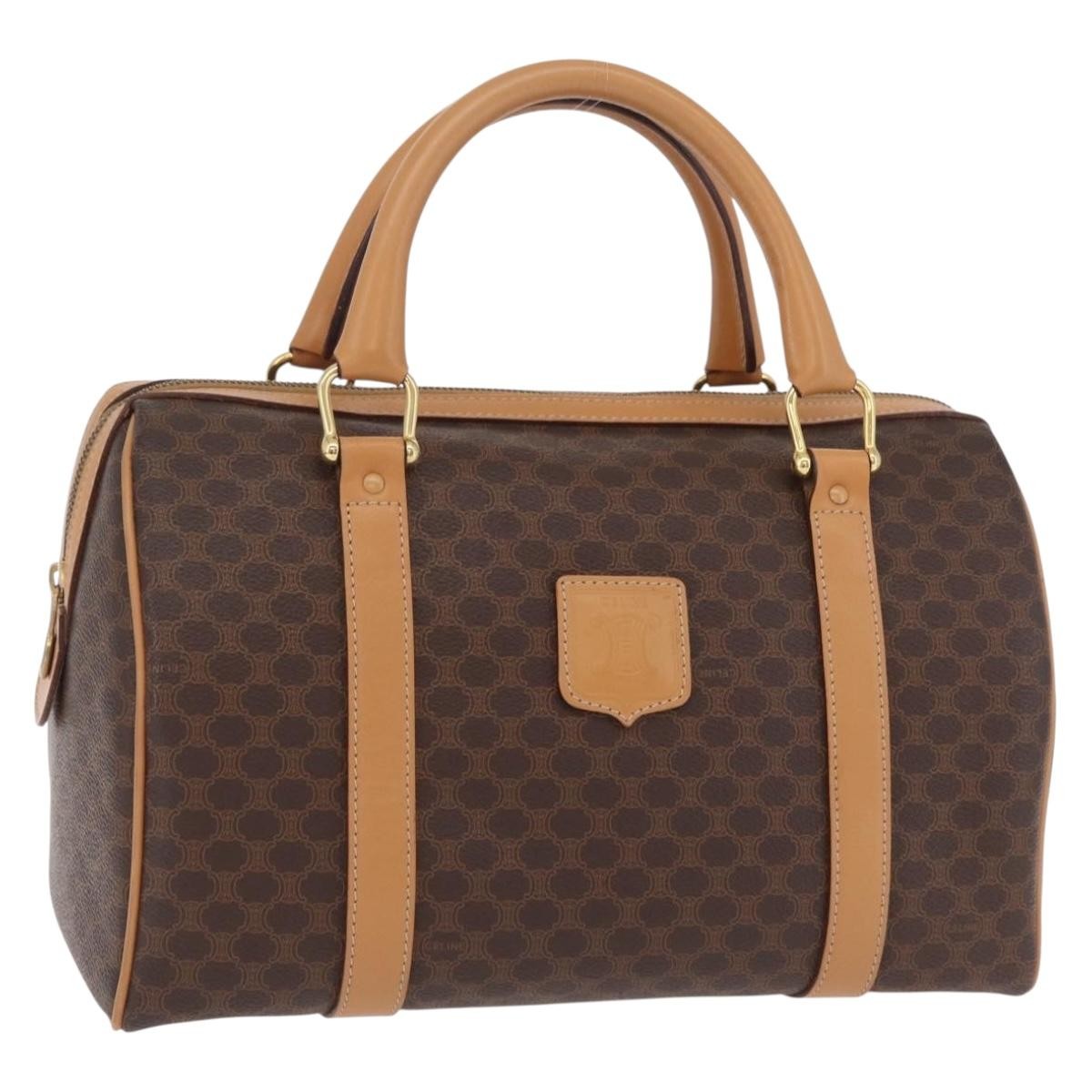 Celine Vintage Boston Macadam Coated Canvas Brown Pvc Handbag (Pre-Owned)