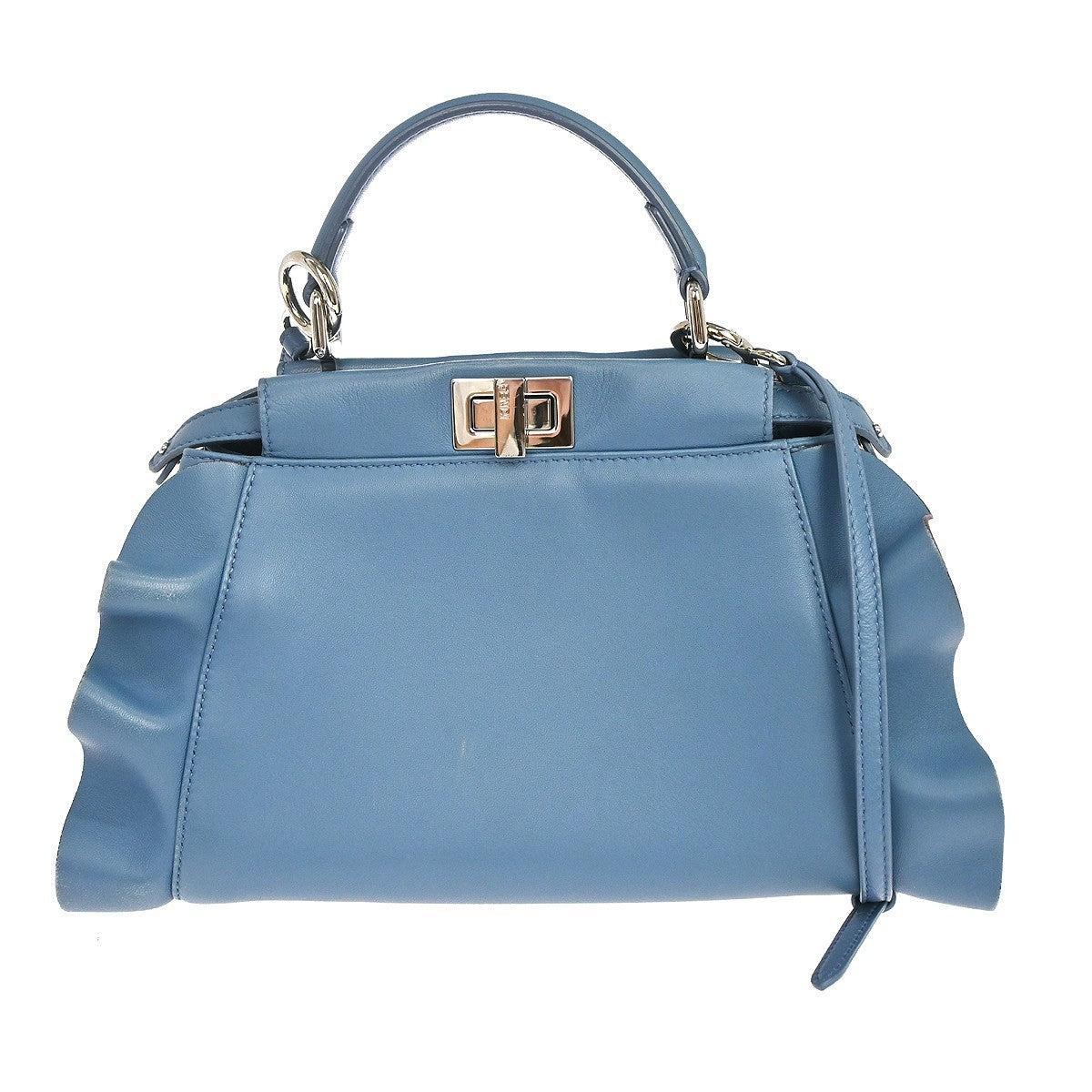 Fendi Peekaboo Leather Blue Leather Handbag (Pre-Owned)