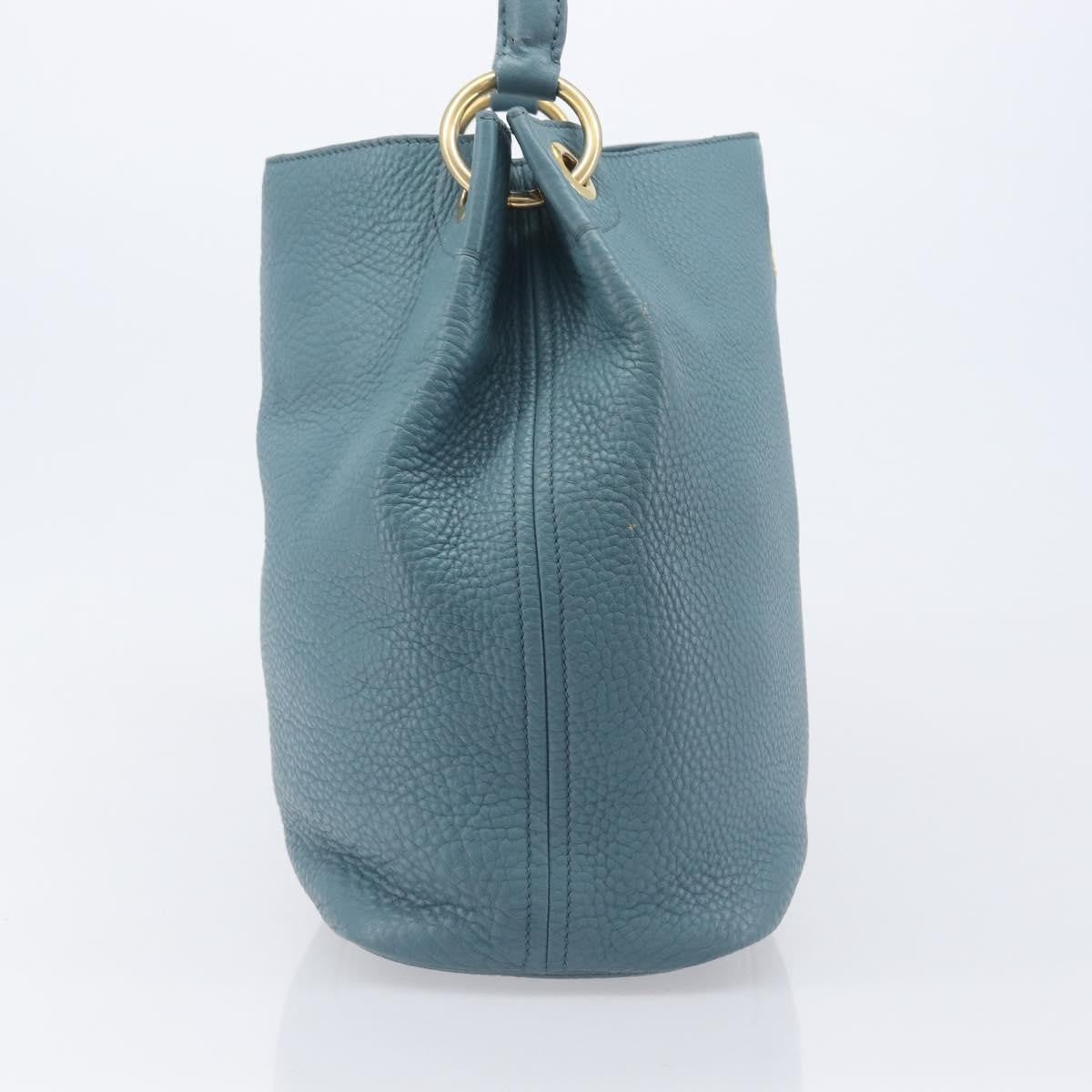 Prada Rolled Hobo Vitello Daino Blue Leather Shoulder Bag Bag (Pre-Owned)