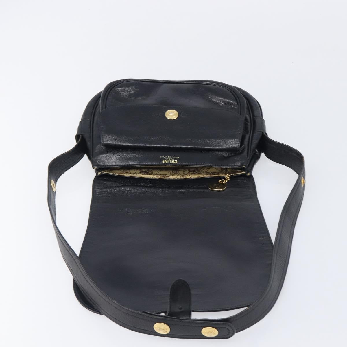 Celine Shoulder Leather Black Leather Shoulder Bag Bag (Pre-Owned)