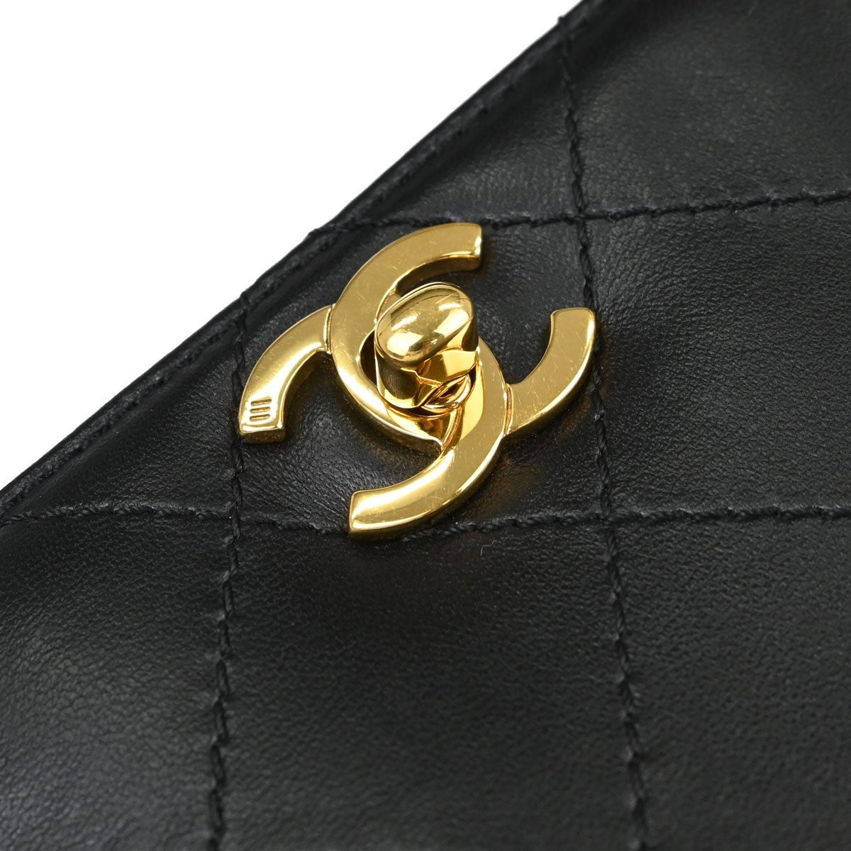 Chanel Vintage Stich Leather Black Leather Shoulder Bag Bag (Pre-Owned)