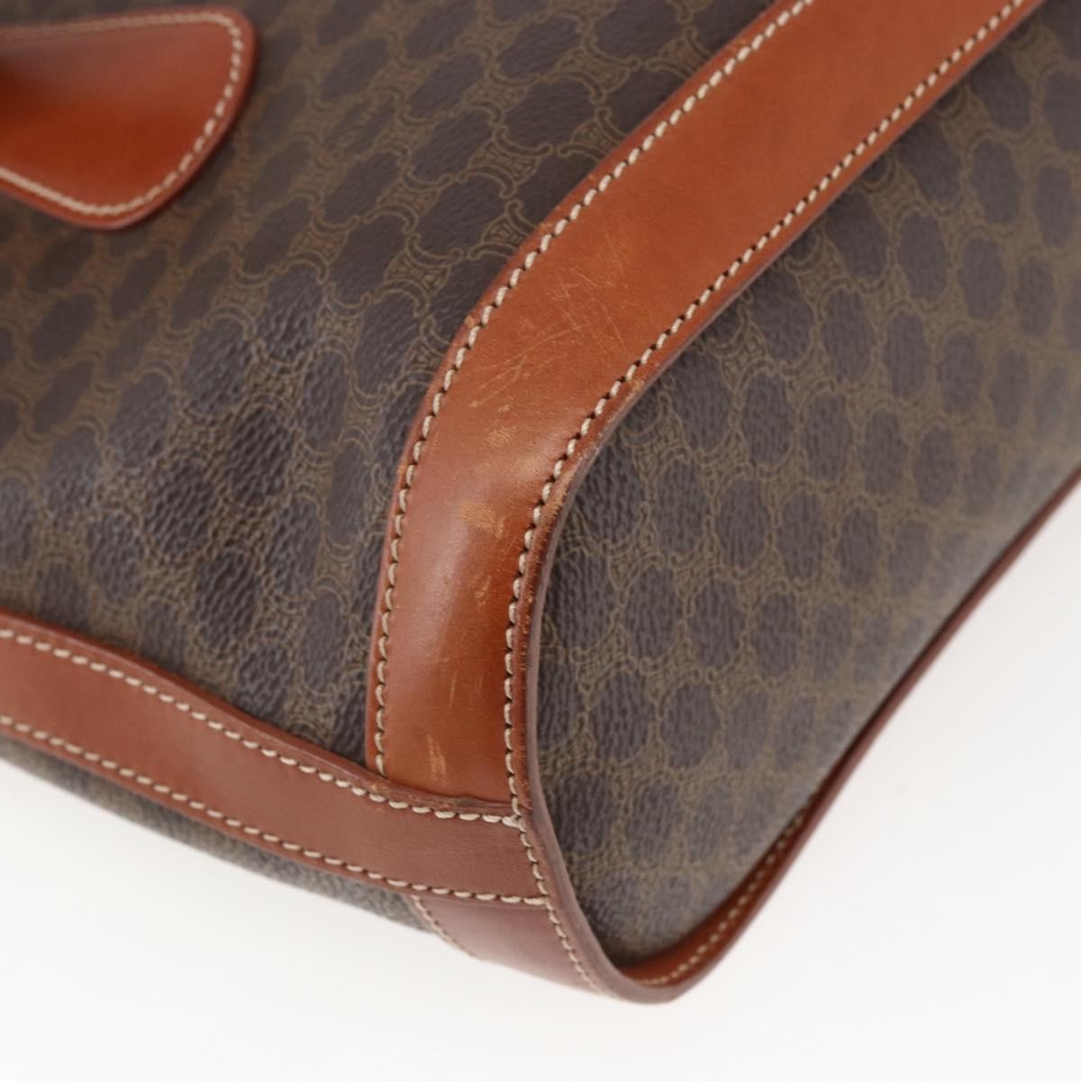 Celine Vintage Macadam Canvas And Leather Brown Canvas Handbag (Pre-Owned)