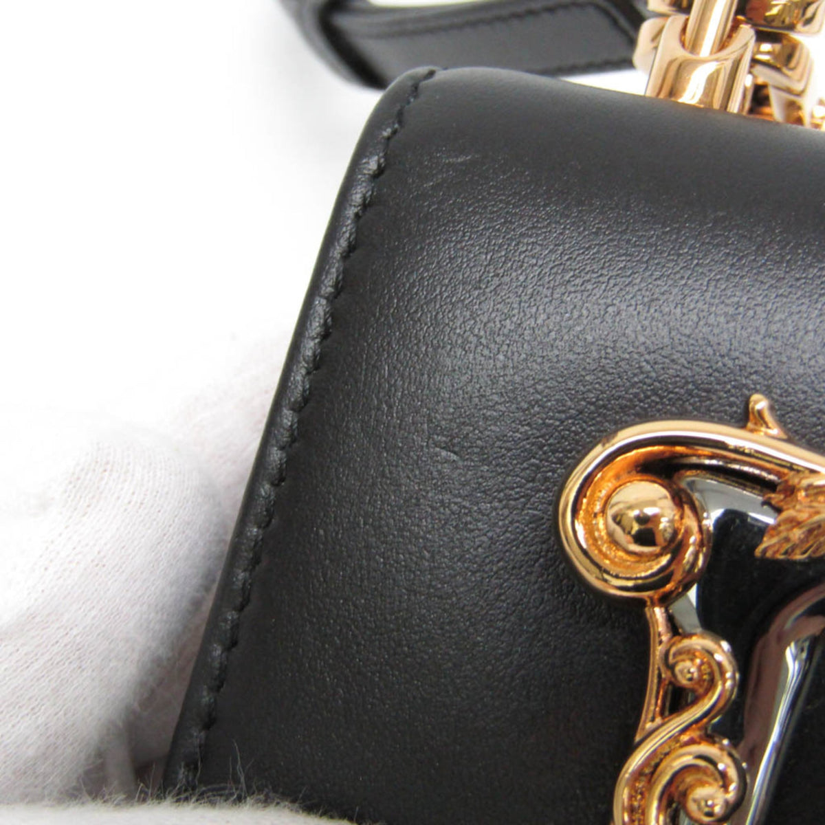 Dolce & Gabbana Dg Girls Flap Embellished Printed Elaphe Black Leather Handbag (Pre-Owned)