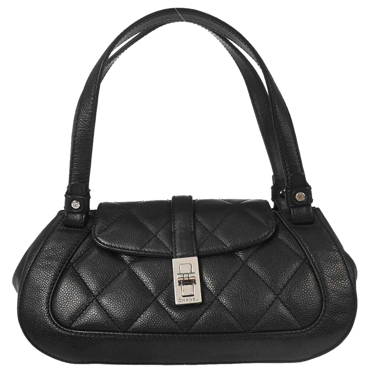 Chanel Mademoiselle Lock Quilted Caviar Black Leather Shoulder Bag Bag (Pre-Owned)