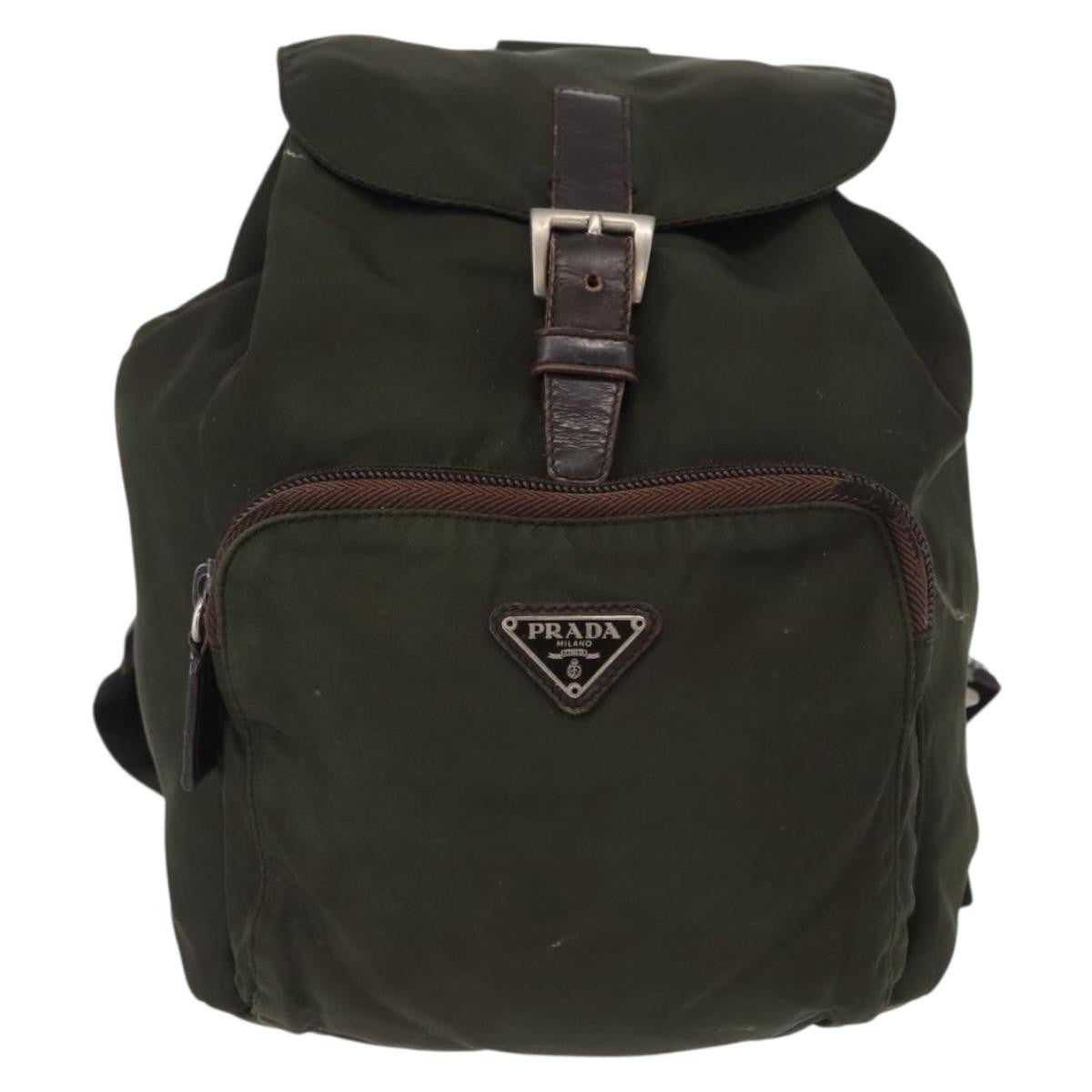 Prada Front Pocket Tessuto Khaki Nylon Backpack Bag (Pre-Owned)