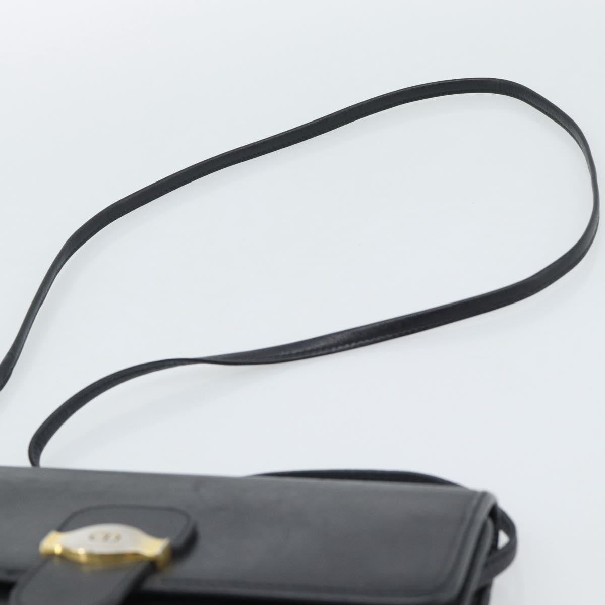 Christian Dior Vintage Cd Flap Leather Black Leather Shoulder Bag Bag (Pre-Owned)