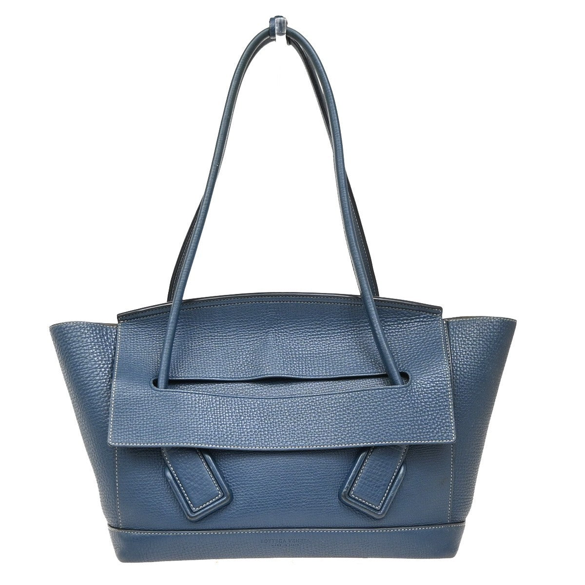 Bottega Veneta Arco Grainy Leather Navy Leather Tote Bag Bag (Pre-Owned)