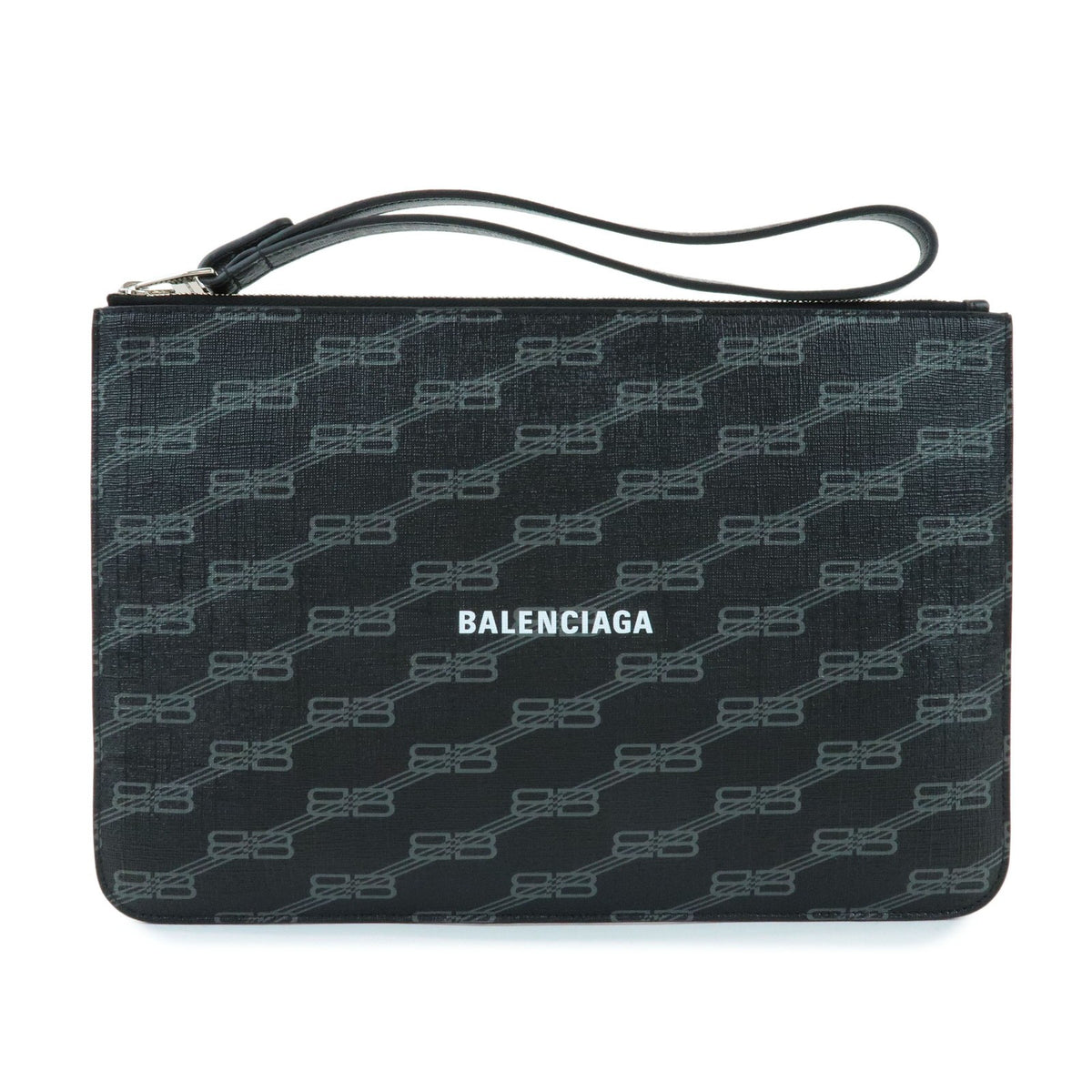 Balenciaga Signature Pouch Monogram Pvc Leather Black Canvas Clutche & Pouche Bag (Pre-Owned)