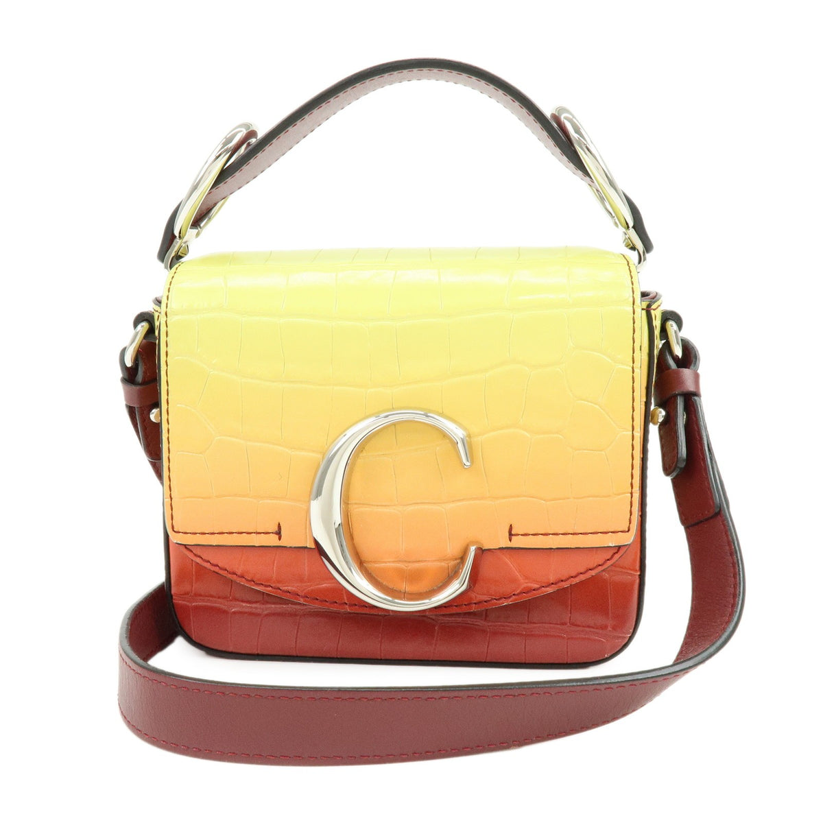 Chloe C Flap Crocodile Embossed Leather Multicolour Leather Handbag (Pre-Owned)