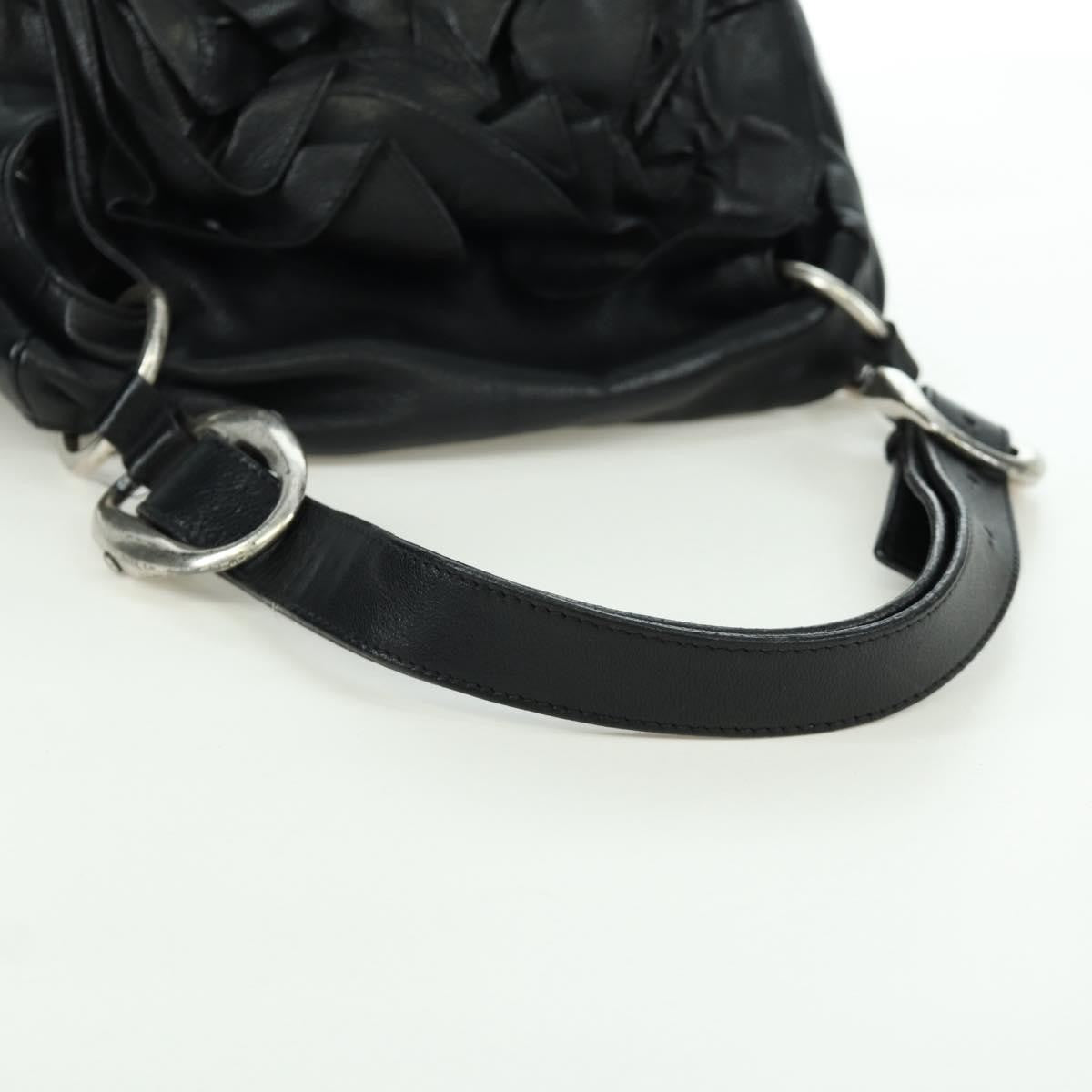 Saint Laurent Vintage Shoulder Bag Leather Black Leather Shoulder Bag Bag (Pre-Owned)