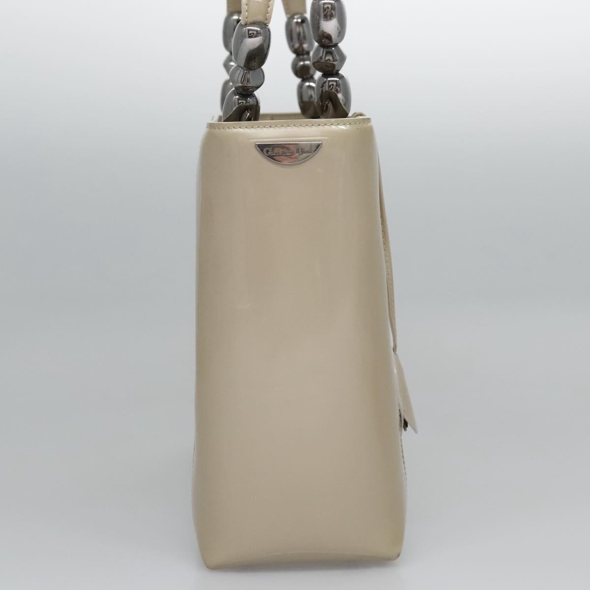 Christian Dior Pearl Lady Dior Patent Leather Beige Patent_Leather Handbag (Pre-Owned)