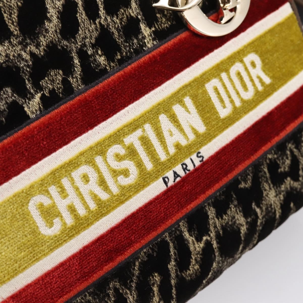 Christian Dior Lady D-Lite Mizza Embroidered Velvet Brown Velvet Handbag (Pre-Owned)