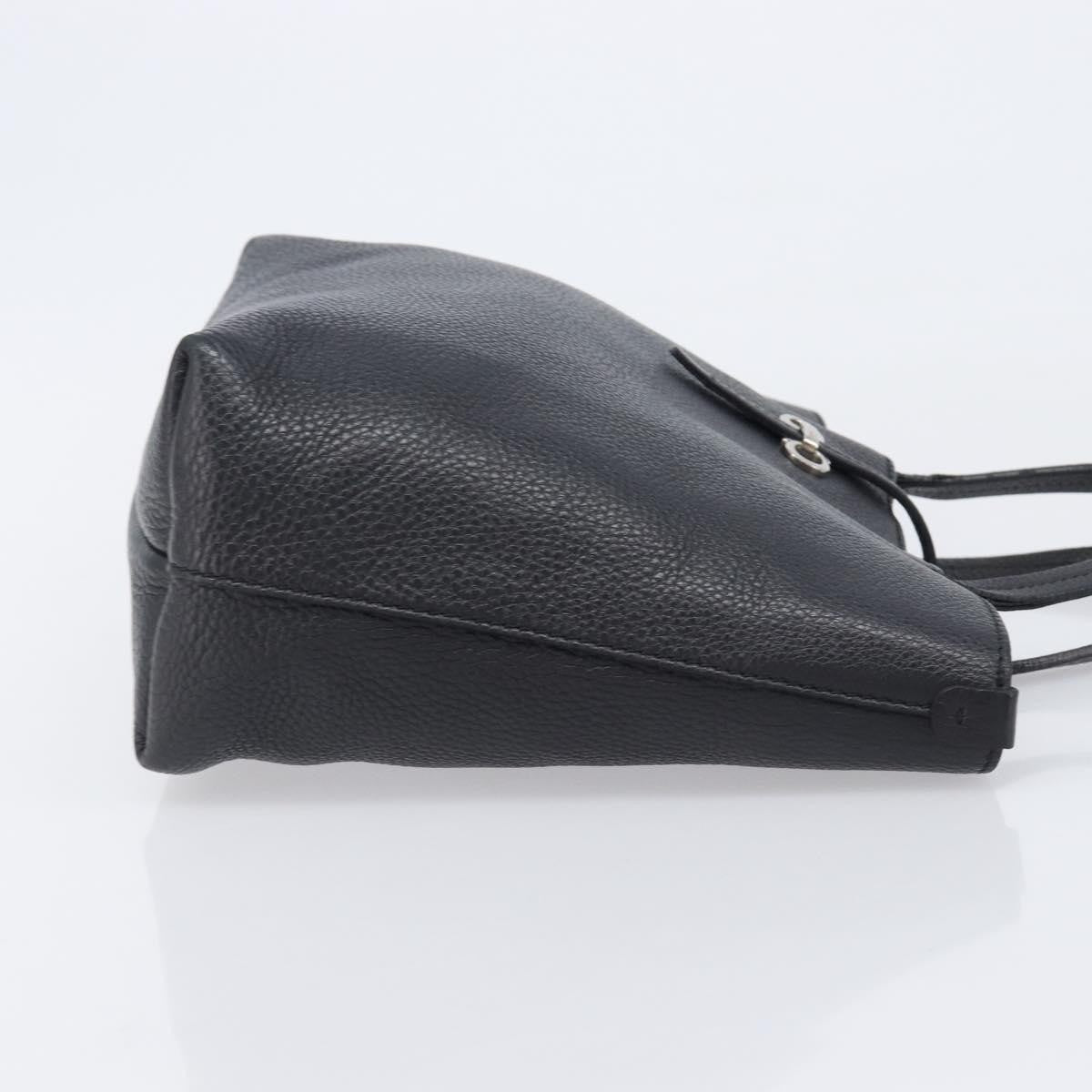 Salvatore Ferragamo Gancini Leather Black Leather Handbag (Pre-Owned)
