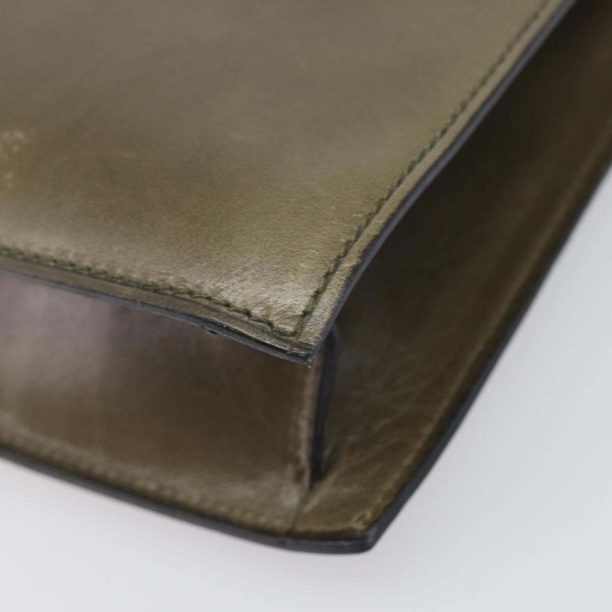 Celine Shoulder Leather Khaki Leather Shoulder Bag Bag (Pre-Owned)