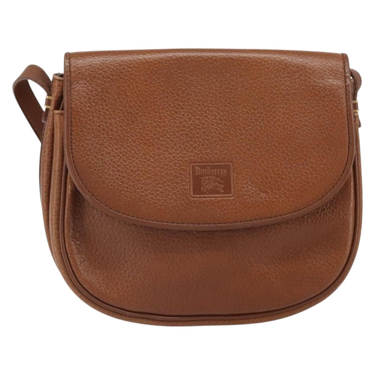 Burberry Vintage Vintage Check Coated Canvas Brown Leather Shoulder Bag Bag (Pre-Owned)
