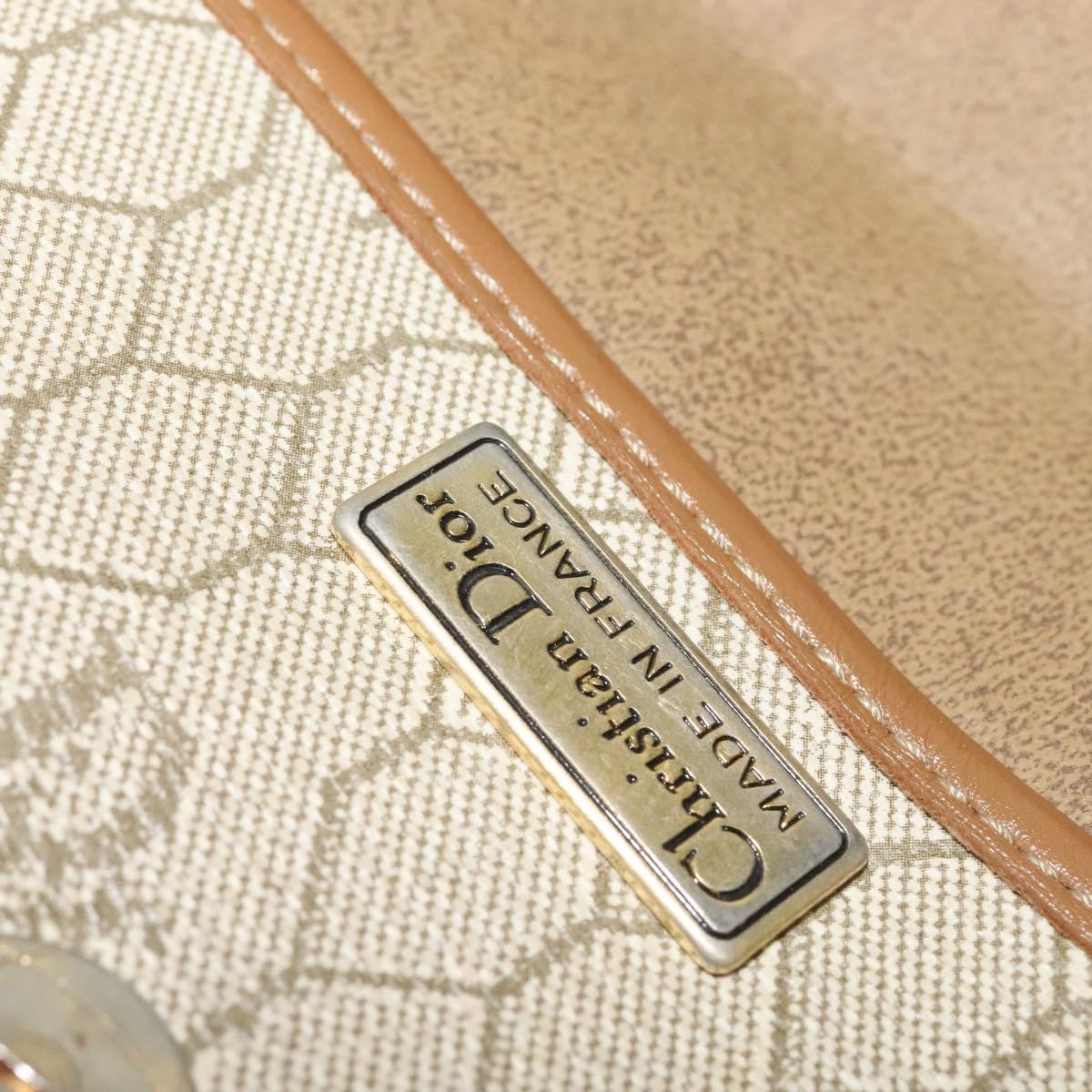 Christian Dior Vintage Honeycomb Zip Coated Canvas Beige Canvas Bag (Pre-Owned)
