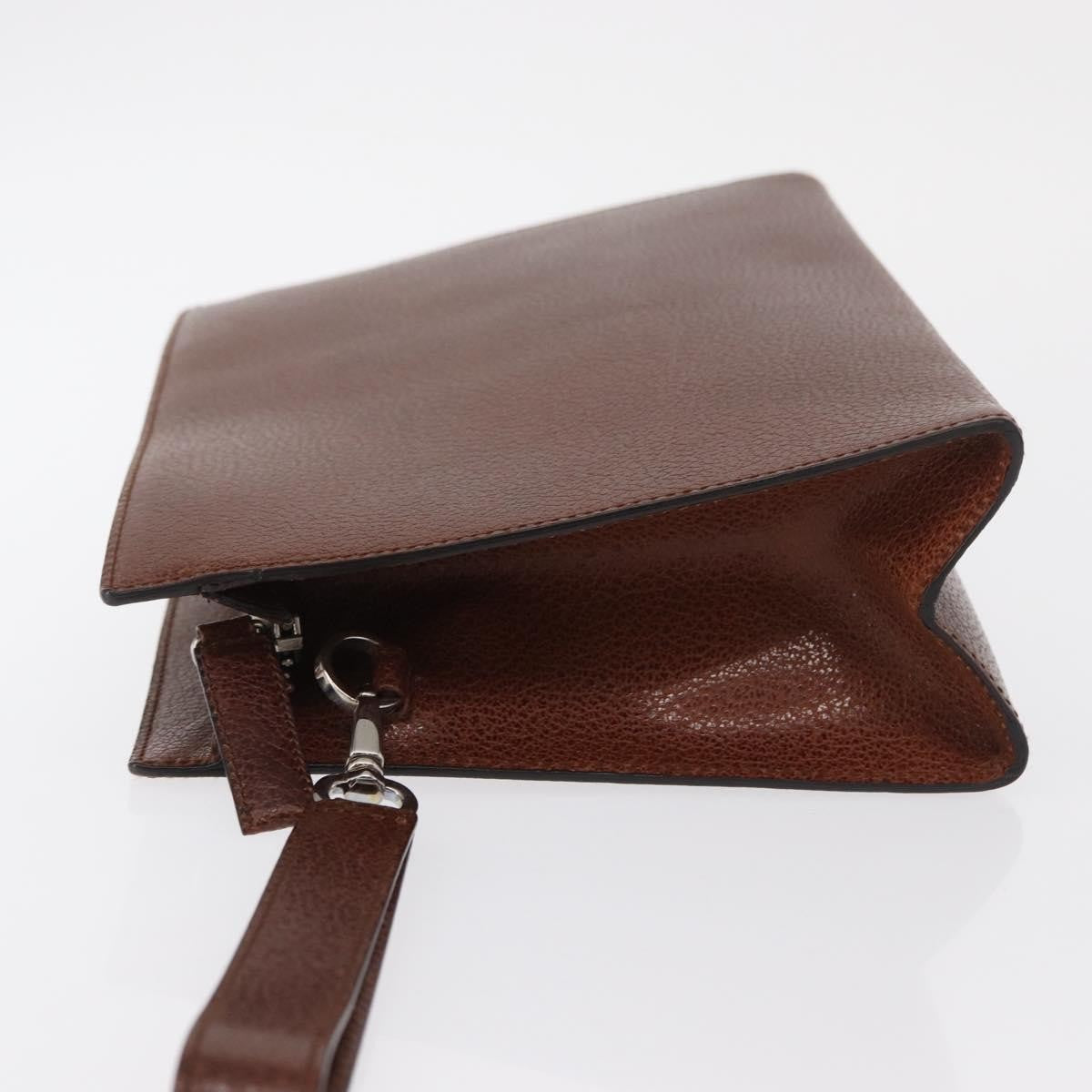 Salvatore Ferragamo Vintage Clutch Leather Brown Leather Clutche & Pouche Bag (Pre-Owned)