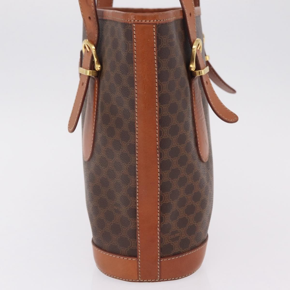 Celine Vintage Macadam Shopper Coated Canvas Brown Canvas Tote Bag Bag (Pre-Owned)