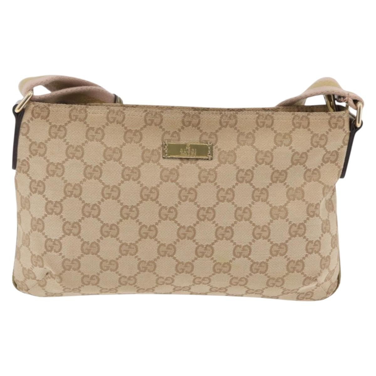 Gucci Web Strap Messenger Gg Coated Canvas Beige Canvas Handbag (Pre-Owned)