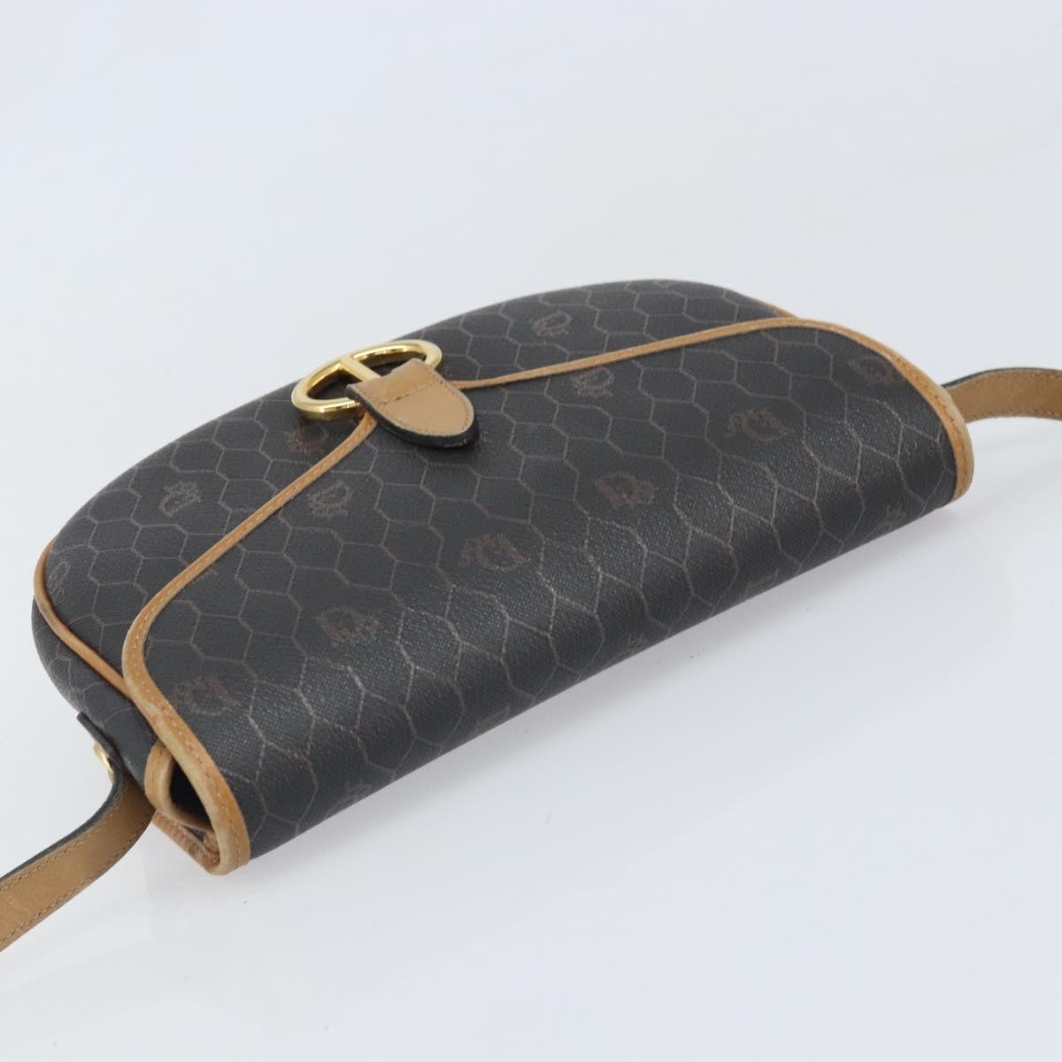 Christian Dior Vintage Honeycomb Canvas And Leather Black Canvas Shoulder Bag Bag (Pre-Owned)