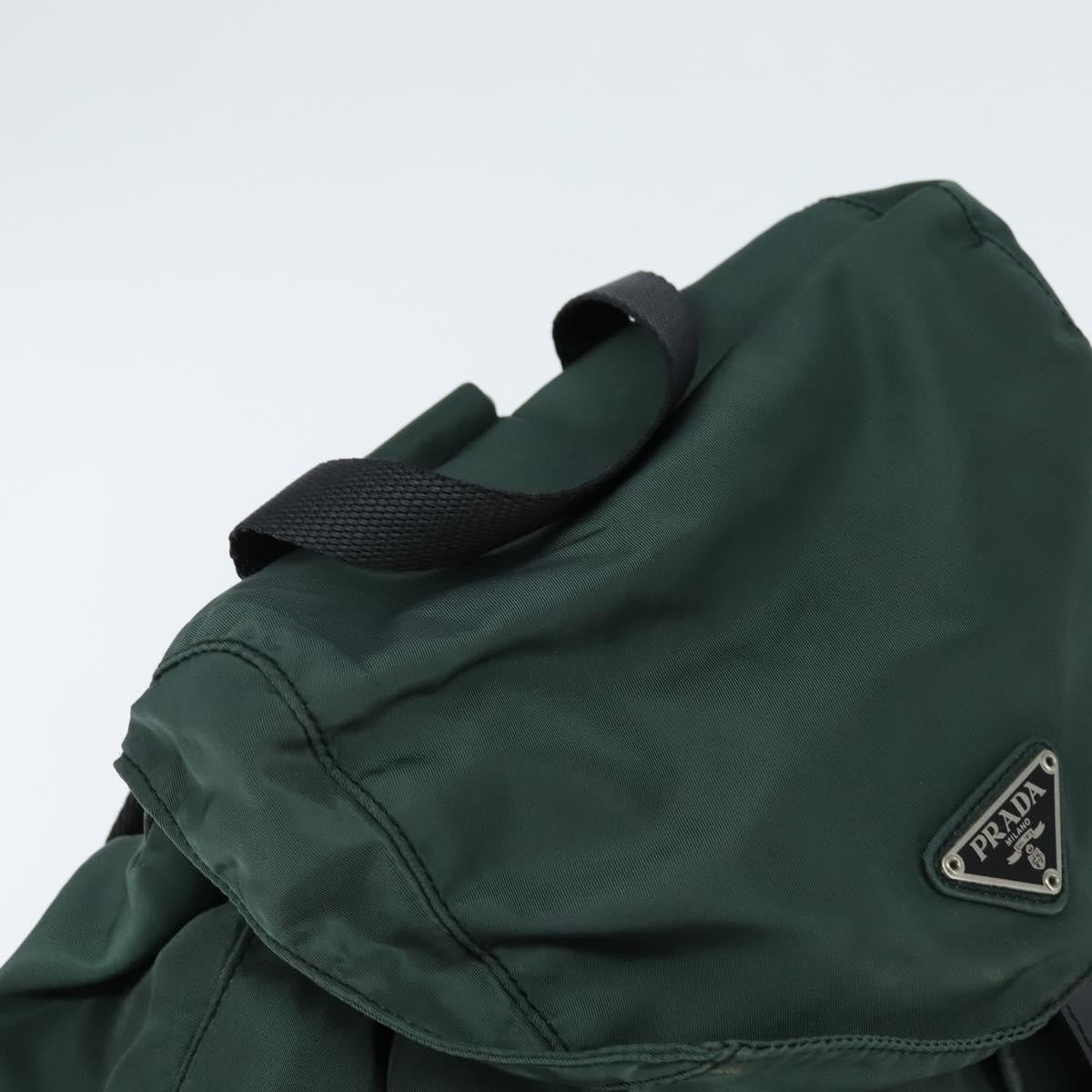 Prada Vela Double Front Pocket Tessuto With Saffiano Leather Khaki Nylon Backpack Bag (Pre-Owned)