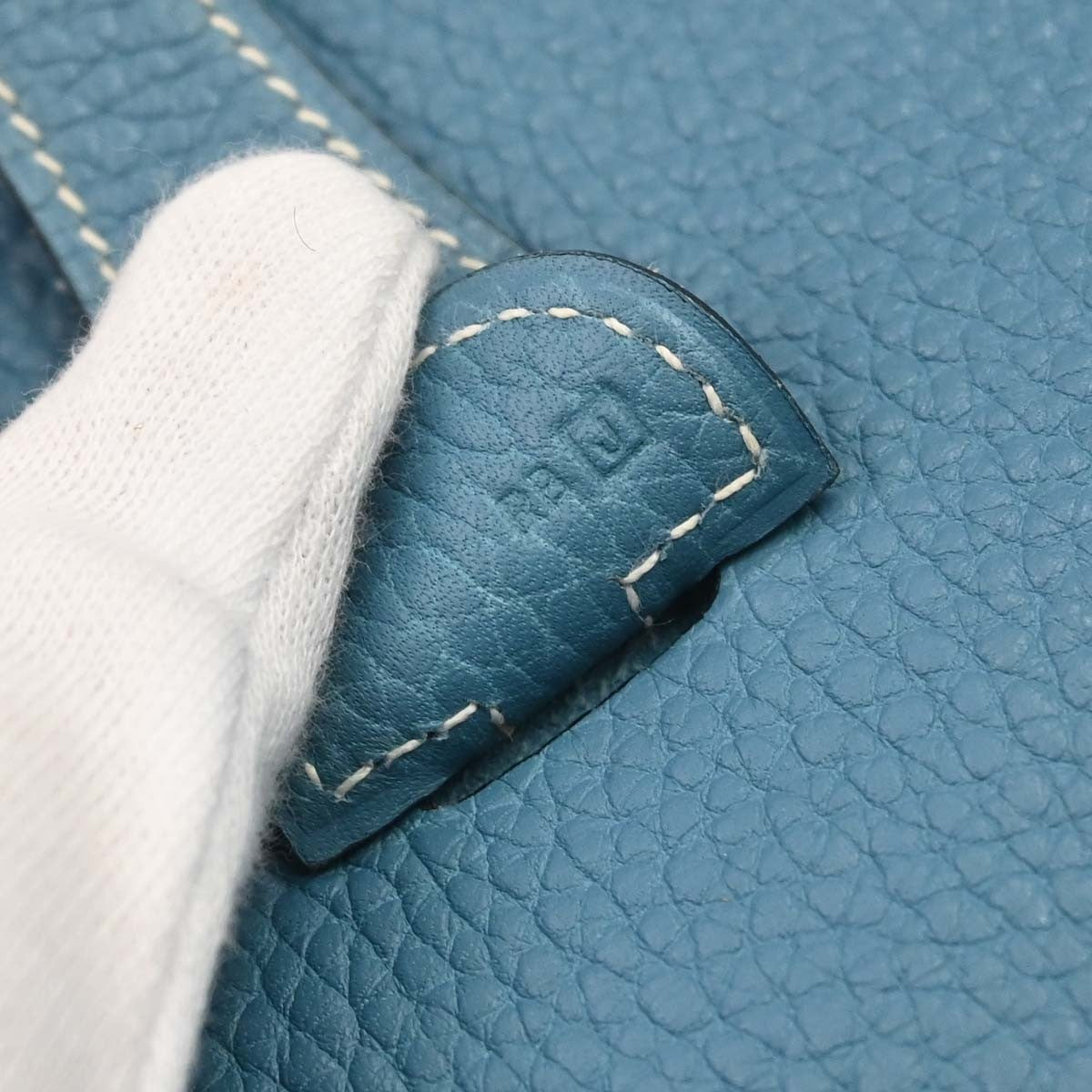 Hermes Evelyne Bag Gen Iii Clemence Blue Leather Shoulder Bag Bag (Pre-Owned)