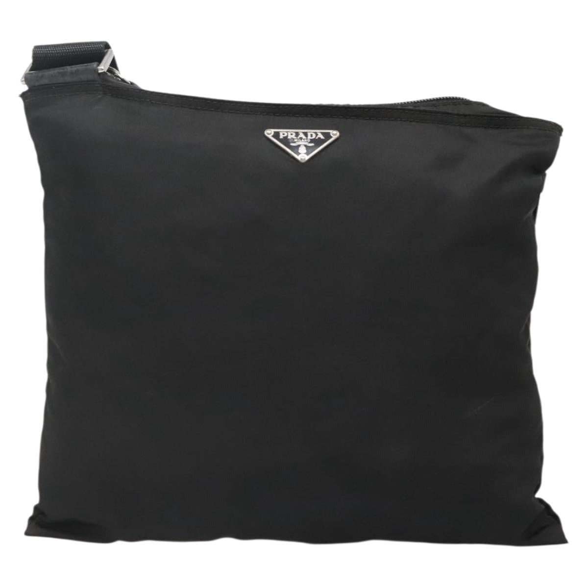 Prada Flat Messenger Tessuto Black Nylon Shoulder Bag Bag (Pre-Owned)