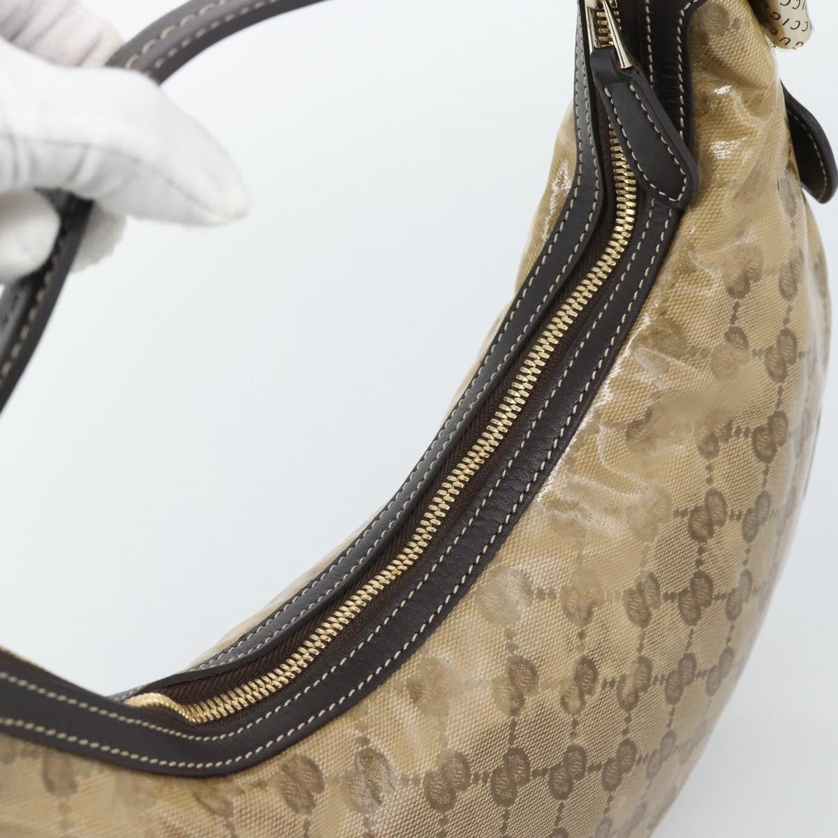 Gucci Vintage Hobo Crystal Canvas Beige Canvas Shoulder Bag Bag (Pre-Owned)