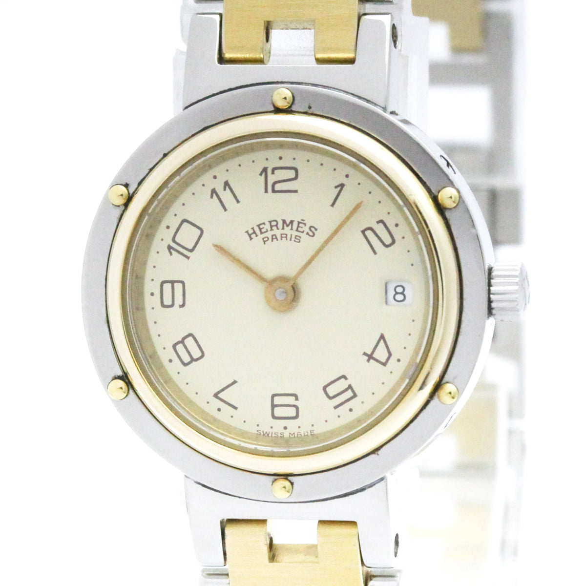 Hermes Clipper Quartz Stainless Steel And Plated Metal Watch (Pre-Owned)