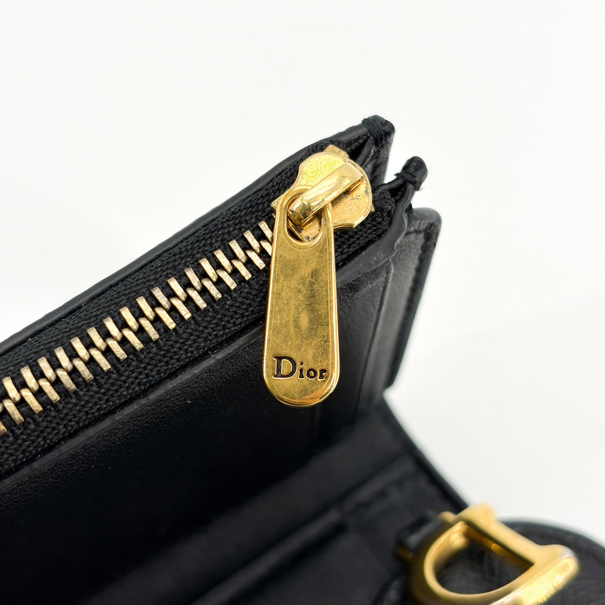 Christian Dior Saddle Lotus Leather Black Leather Wallets Accessory (Pre-Owned)