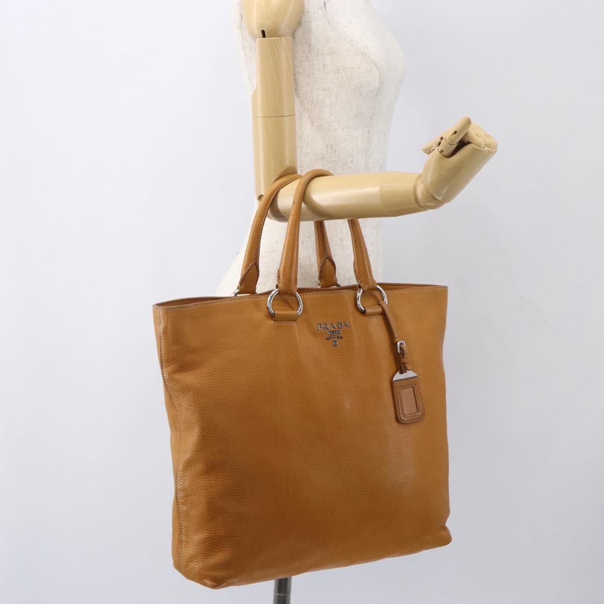Prada Convertible Shopper Vitello Daino Brown Leather Tote Bag Bag (Pre-Owned)