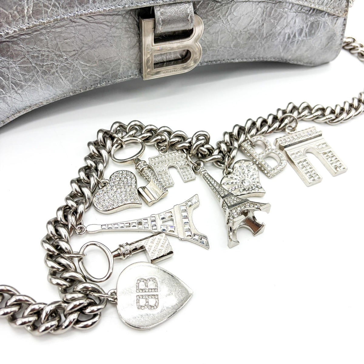 Balenciaga Crush Charm Chain Flap Leather Silver Leather Shoulder Bag Bag (Pre-Owned)