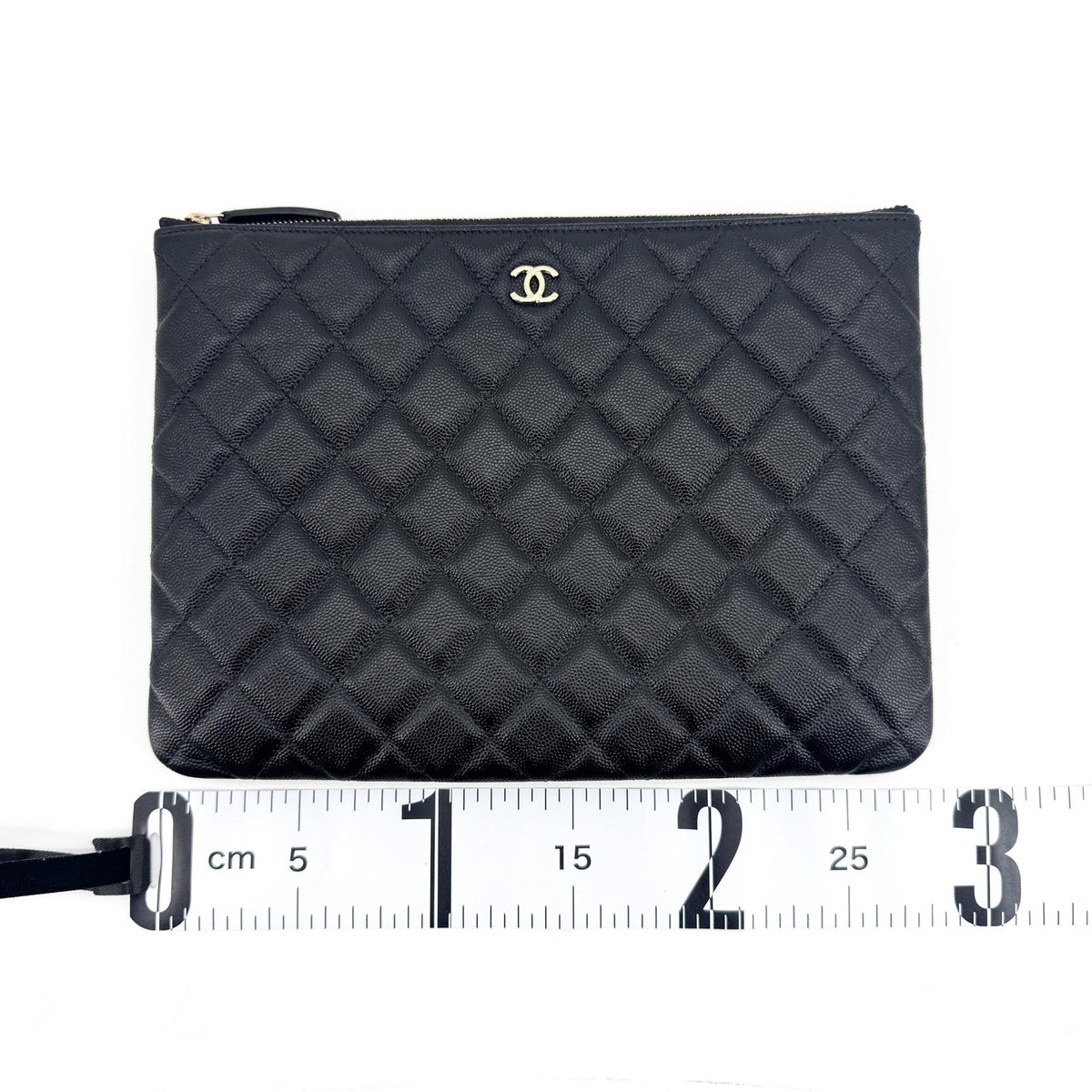 Chanel O Case Clutch Quilted Caviar Black Leather Clutche & Pouche Bag (Pre-Owned)