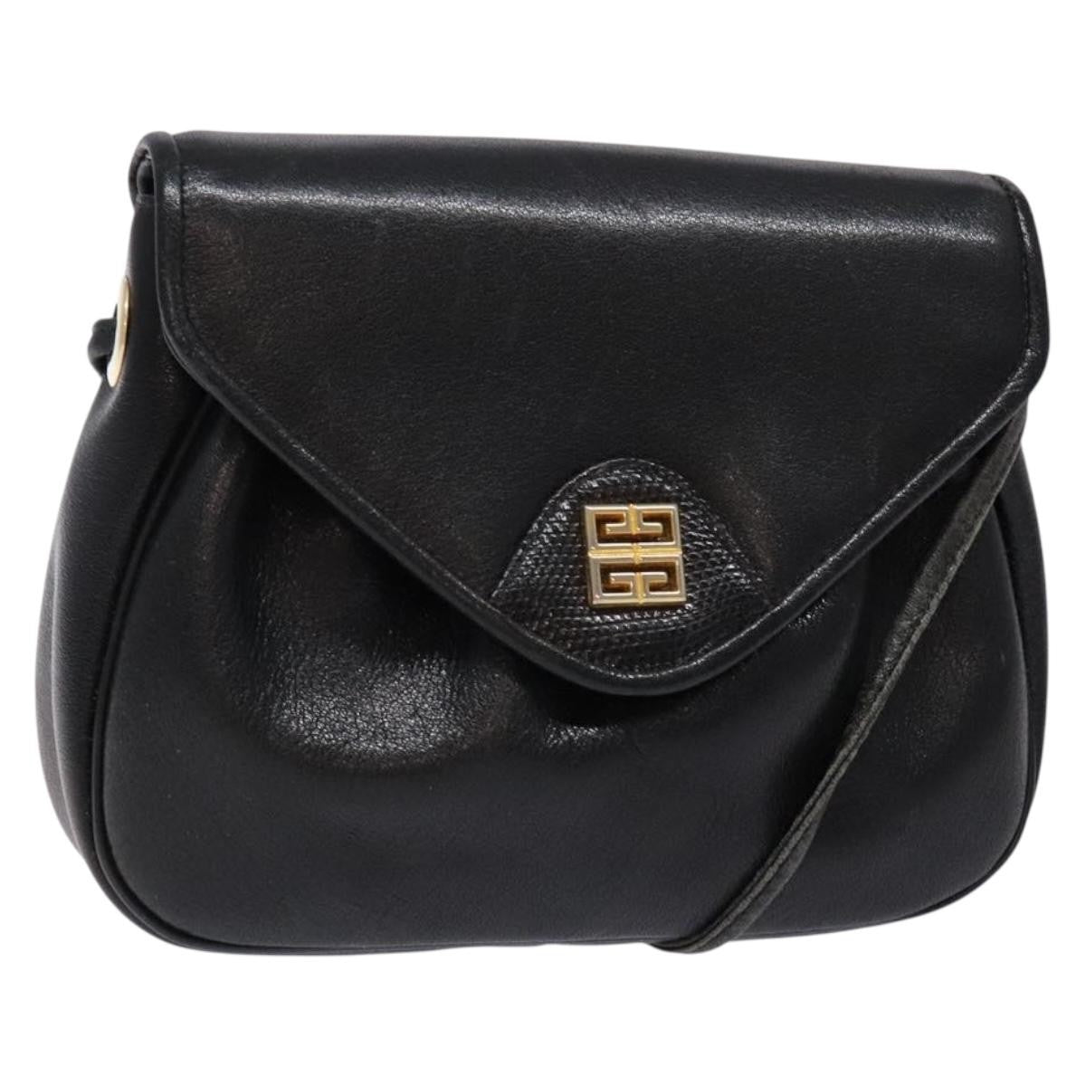 Givenchy Vintage 4G Leather Black Leather Shoulder Bag Bag (Pre-Owned)