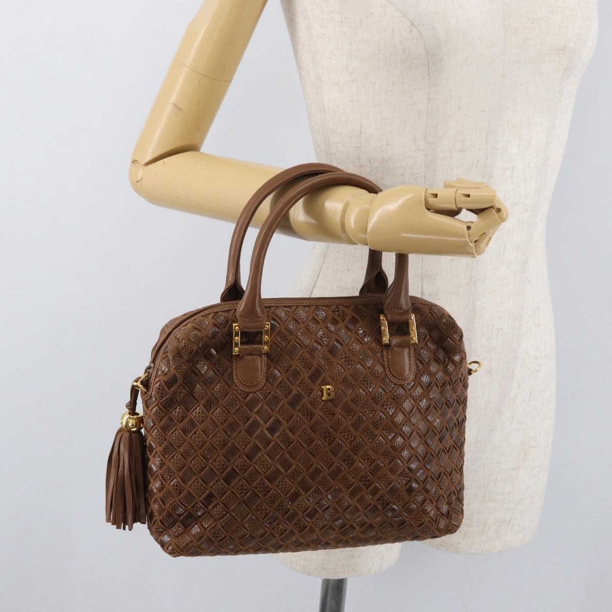 Bally Vintage Leather Brown Leather Handbag (Pre-Owned)
