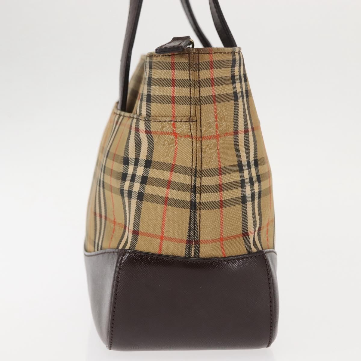 Burberry Nova Check Tote Canvas And Leather Beige Canvas Handbag (Pre-Owned)