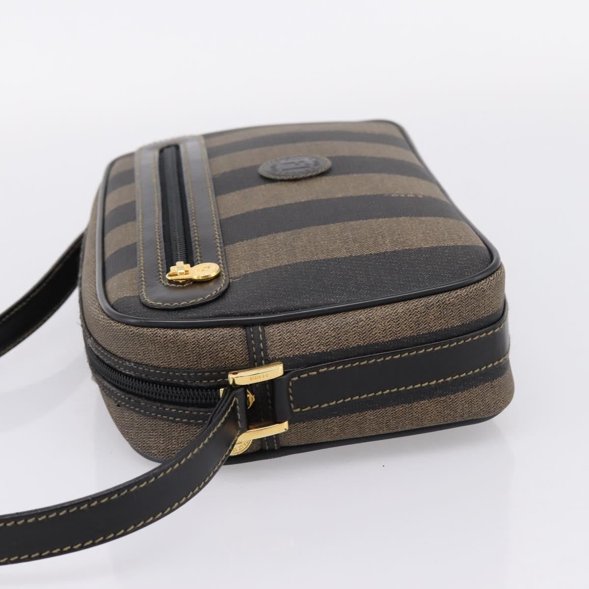 Fendi Vintage Pequin Front Pocket Coated Canvas Brown Canvas Crossbody Bag Bag (Pre-Owned)