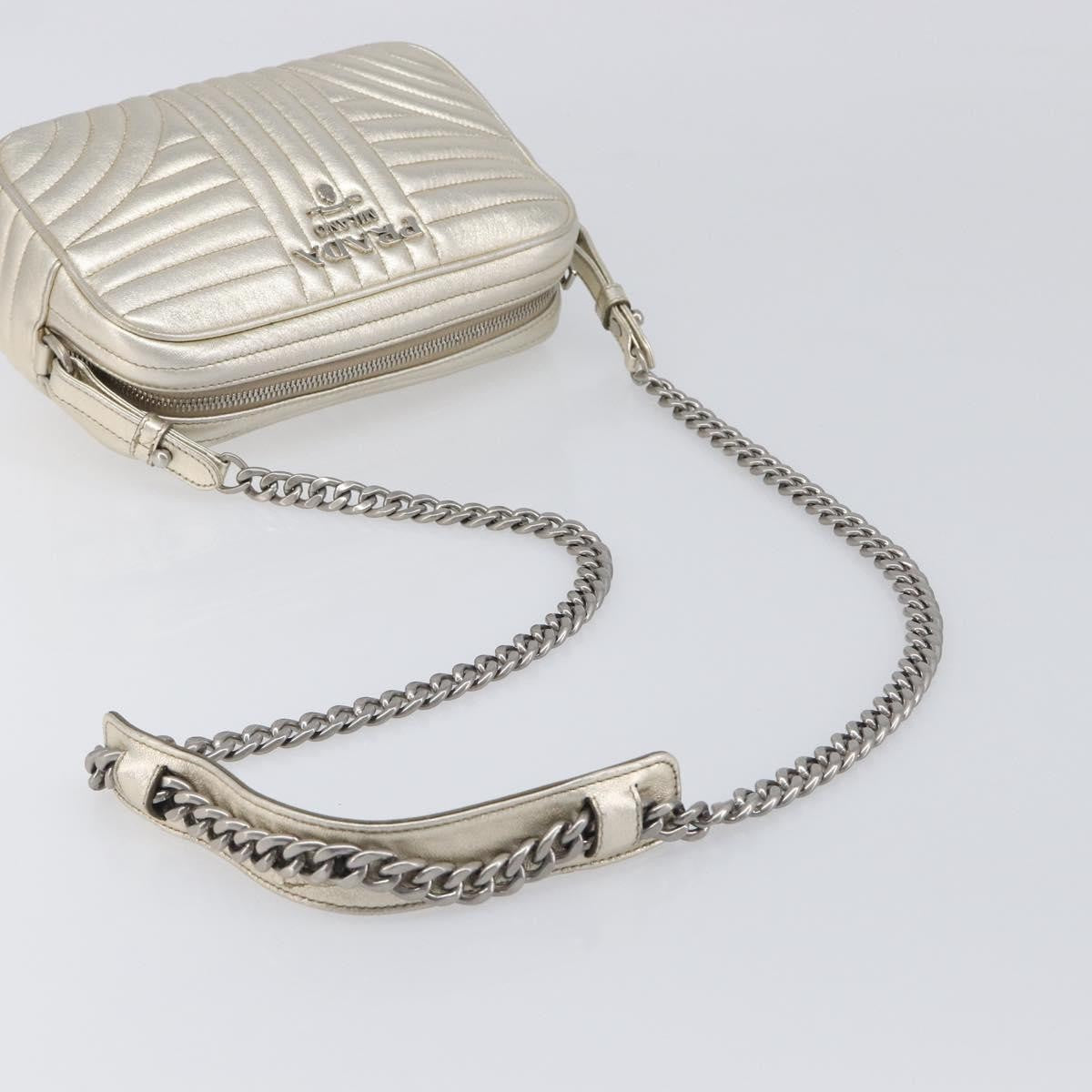 Prada Camera Diagramme Quilted Leather Metallic Leather Shoulder Bag Bag (Pre-Owned)