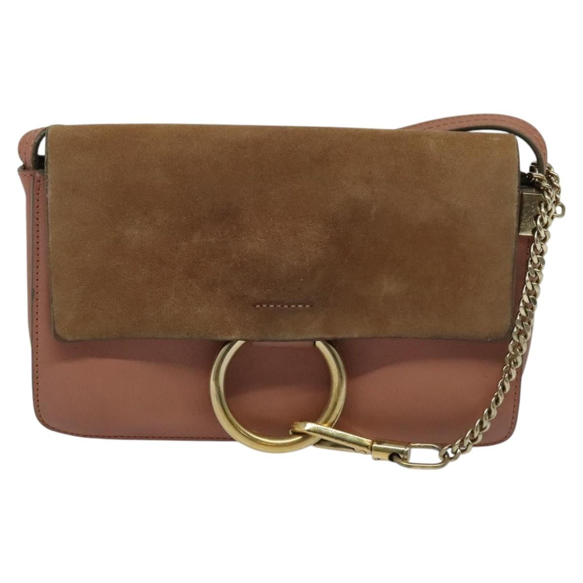 Chloe Faye Leather And Suede Pink Leather Shoulder Bag Bag (Pre-Owned)