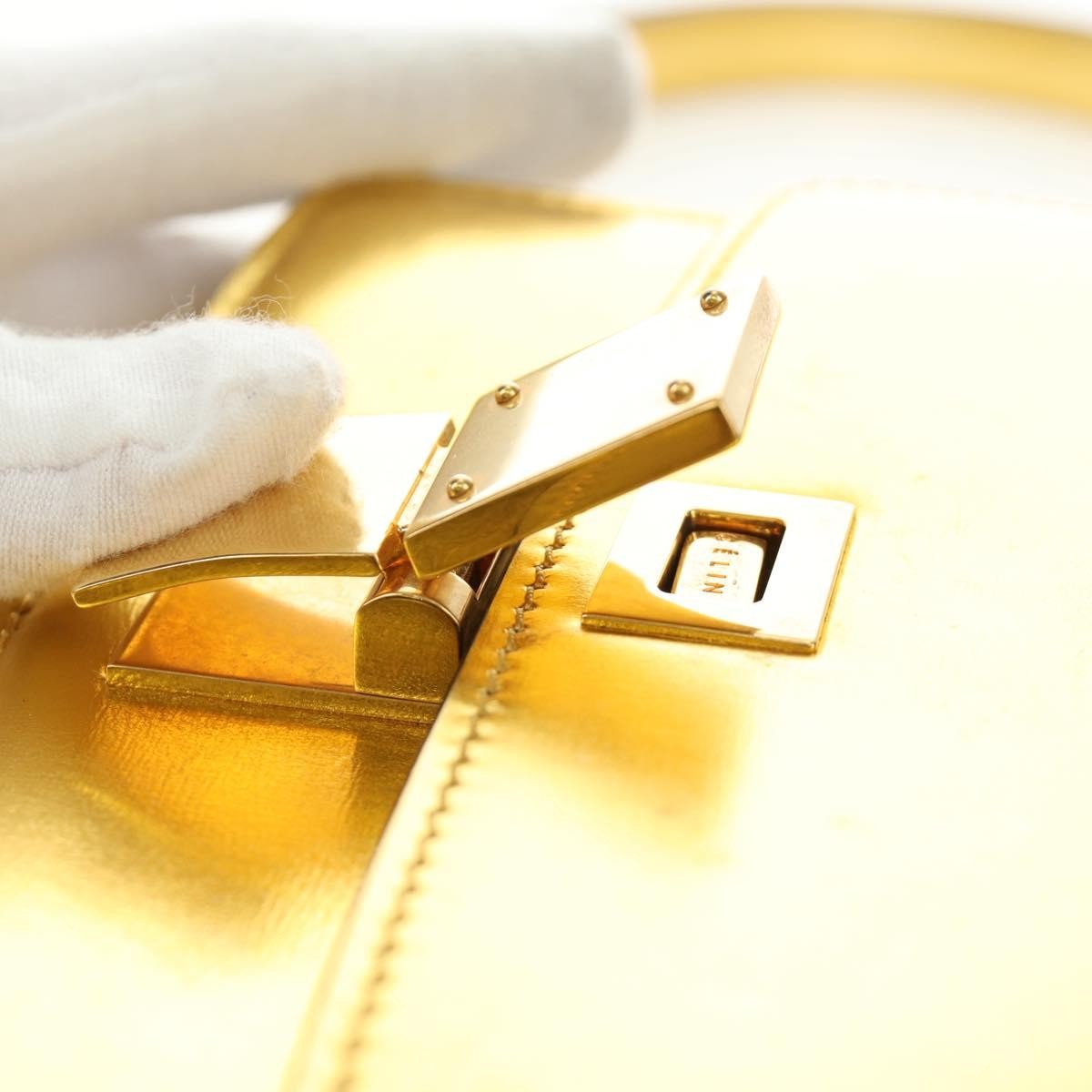 Celine Flap Shoulder Leather Gold Leather Shoulder Bag Bag (Pre-Owned)