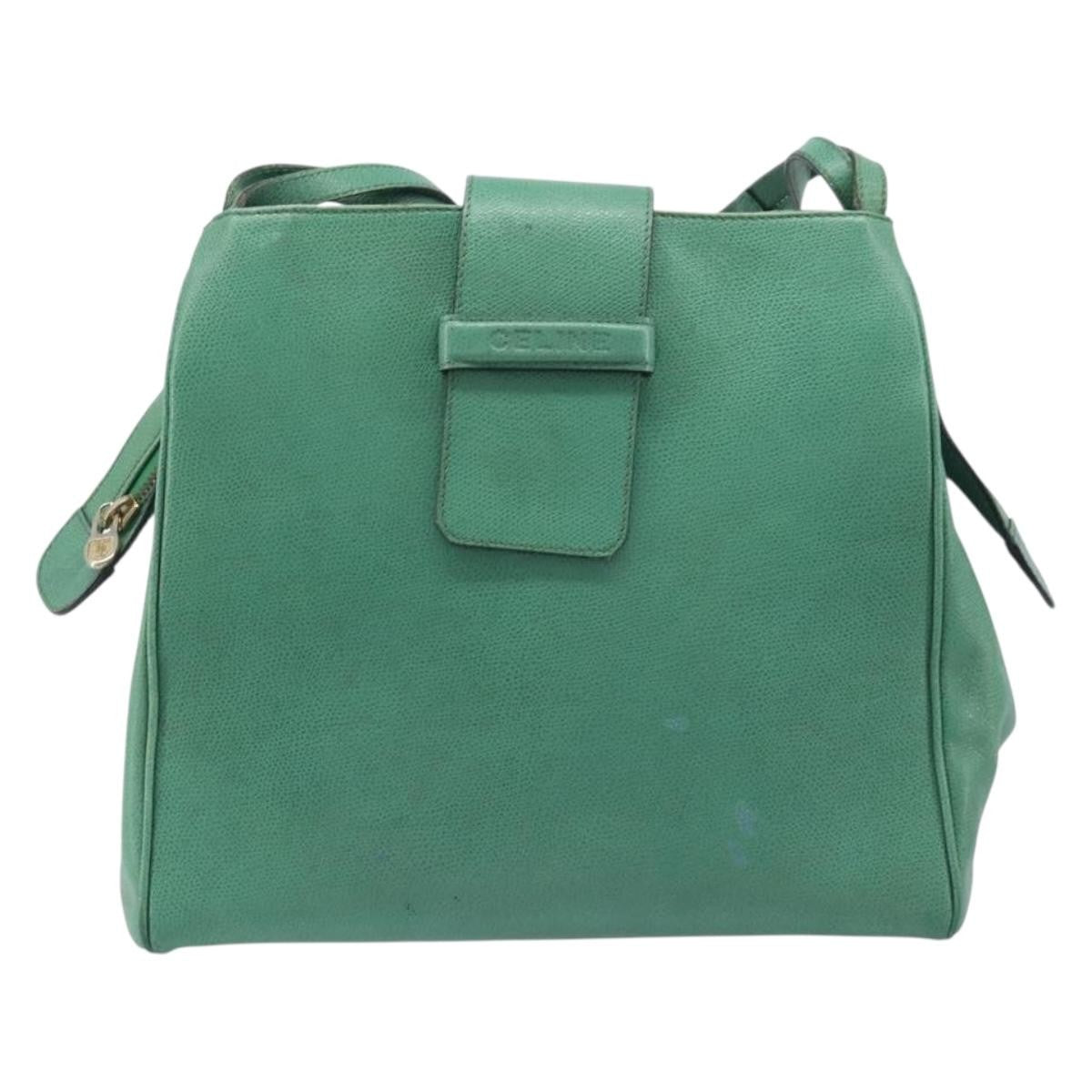 Celine Shoulder Leather Green Leather Shoulder Bag Bag (Pre-Owned)