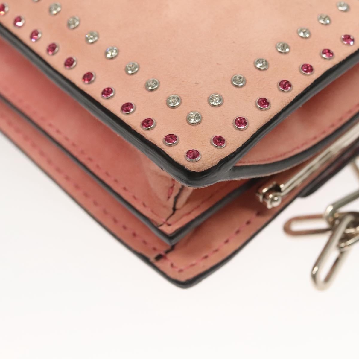 Valentino Garavani Turnlock Chain Suede Pink Suede Shoulder Bag Bag (Pre-Owned)