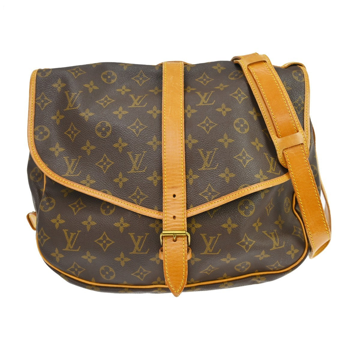 Louis Vuitton Saumur Monogram Canvas Brown Canvas Shoulder Bag Bag (Pre-Owned)