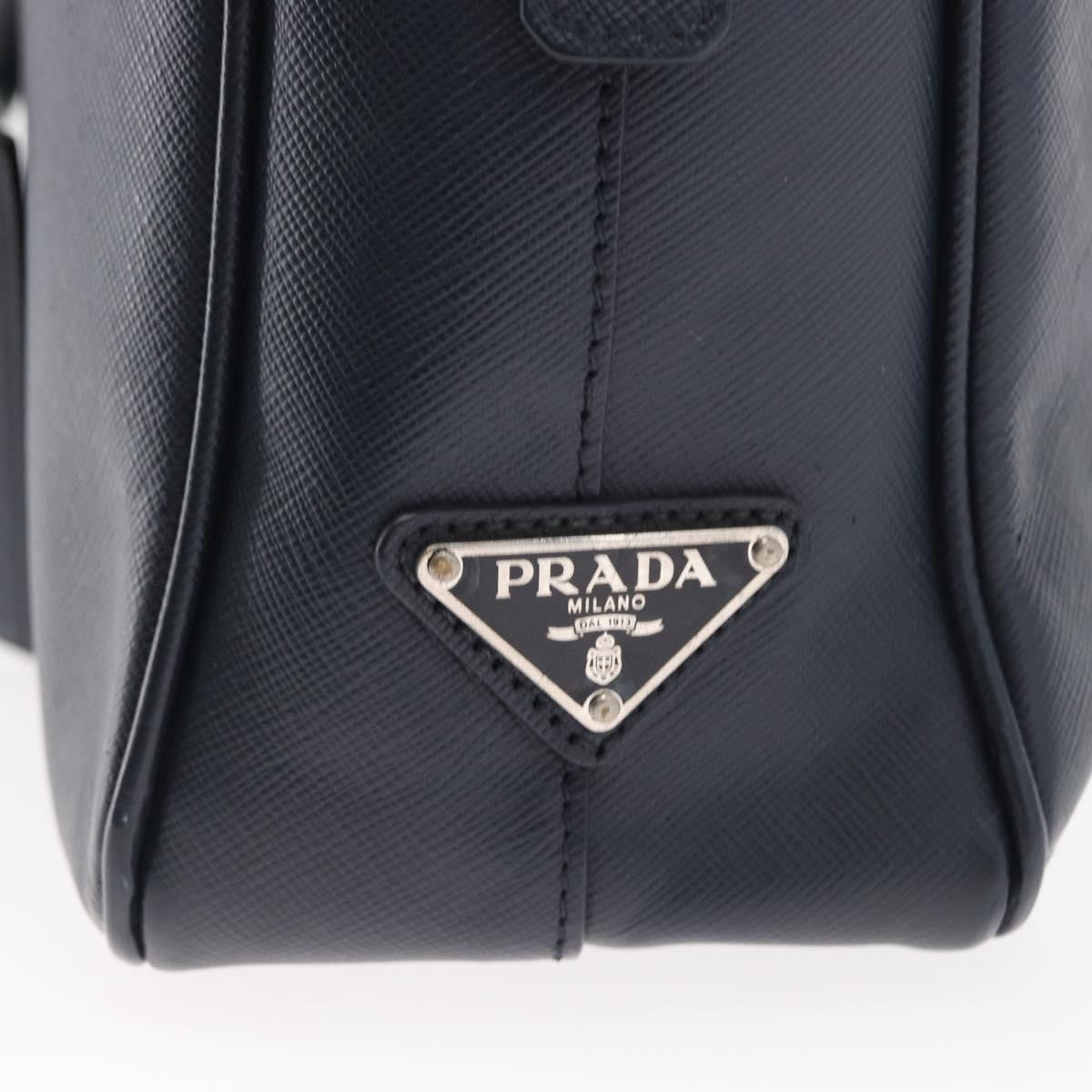 Prada Convertible Zip Around Saffiano Leather Navy Leather Briefcase Bag (Pre-Owned)